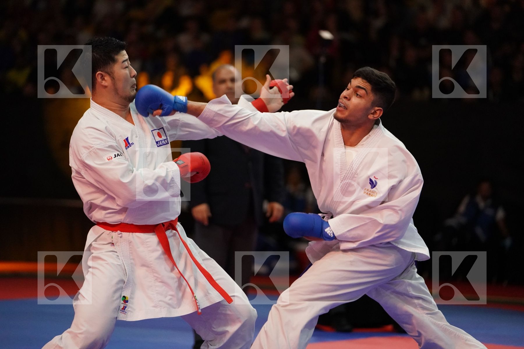 KAGAWA HIDEYOSHI (JAPAN) VS FILALI MEHDI (FRANCE) in Senior Kumite 84+ Kg - Gold bout