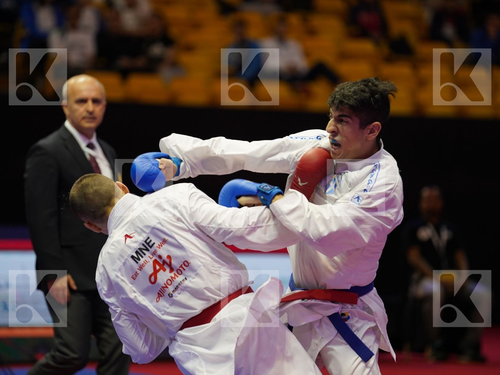 DULOVIC NENAD (Montenegro) vs XENOS CHRISTOS-STEFANOS (Greece) in Senior Kumite -60 Kg - Bronze bout