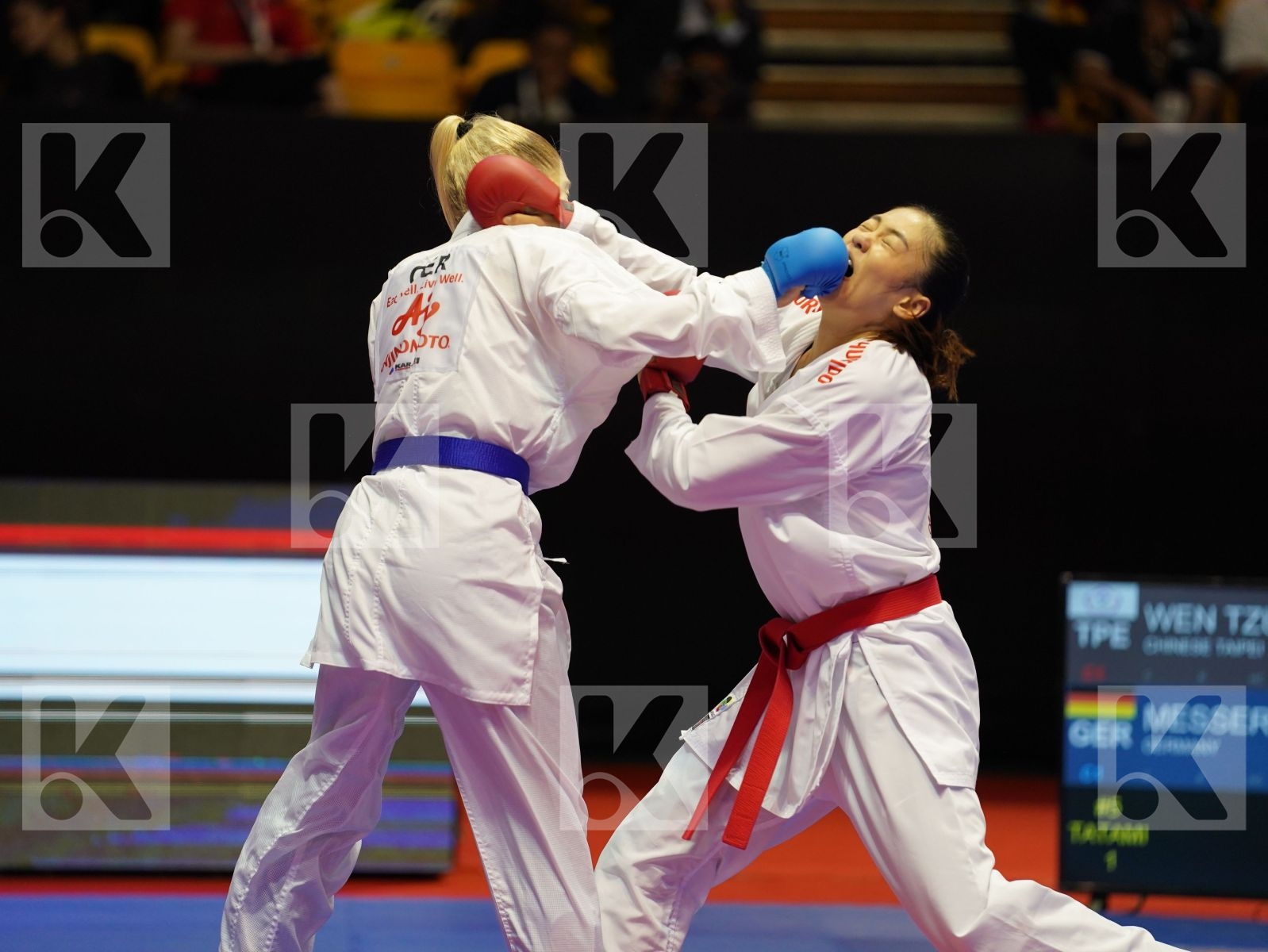 WEN TZU-YUN (Chinese Taipei) vs MESSERSCHMIDT JANA (Germany) in Senior Kumite -55 Kg - Bronze bout