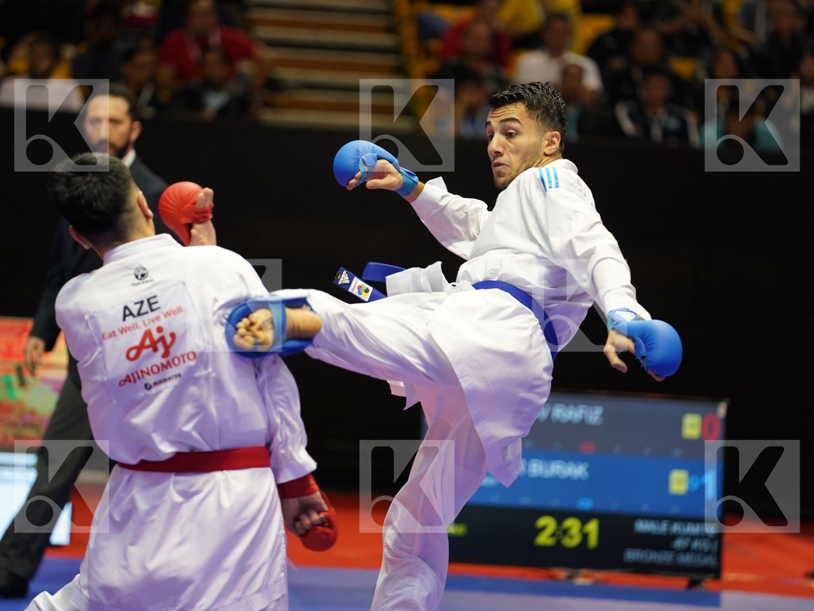 HASANOV RAFIZ (Azerbaijan) vs UYGUR BURAK (Turkey) in Senior Kumite -67 Kg - Bronze bout