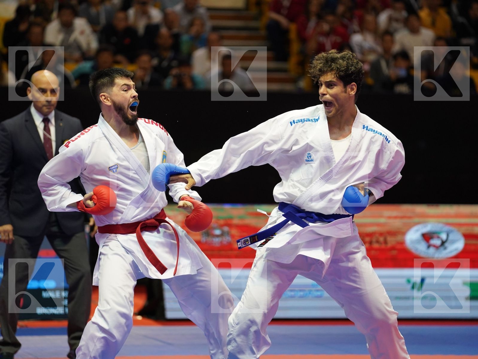 CHIKHMAREV IGOR (Kazakhstan) vs KHODABAKHSHI MAHDI (Iran) in Senior Kumite -84 Kg - Bronze bout