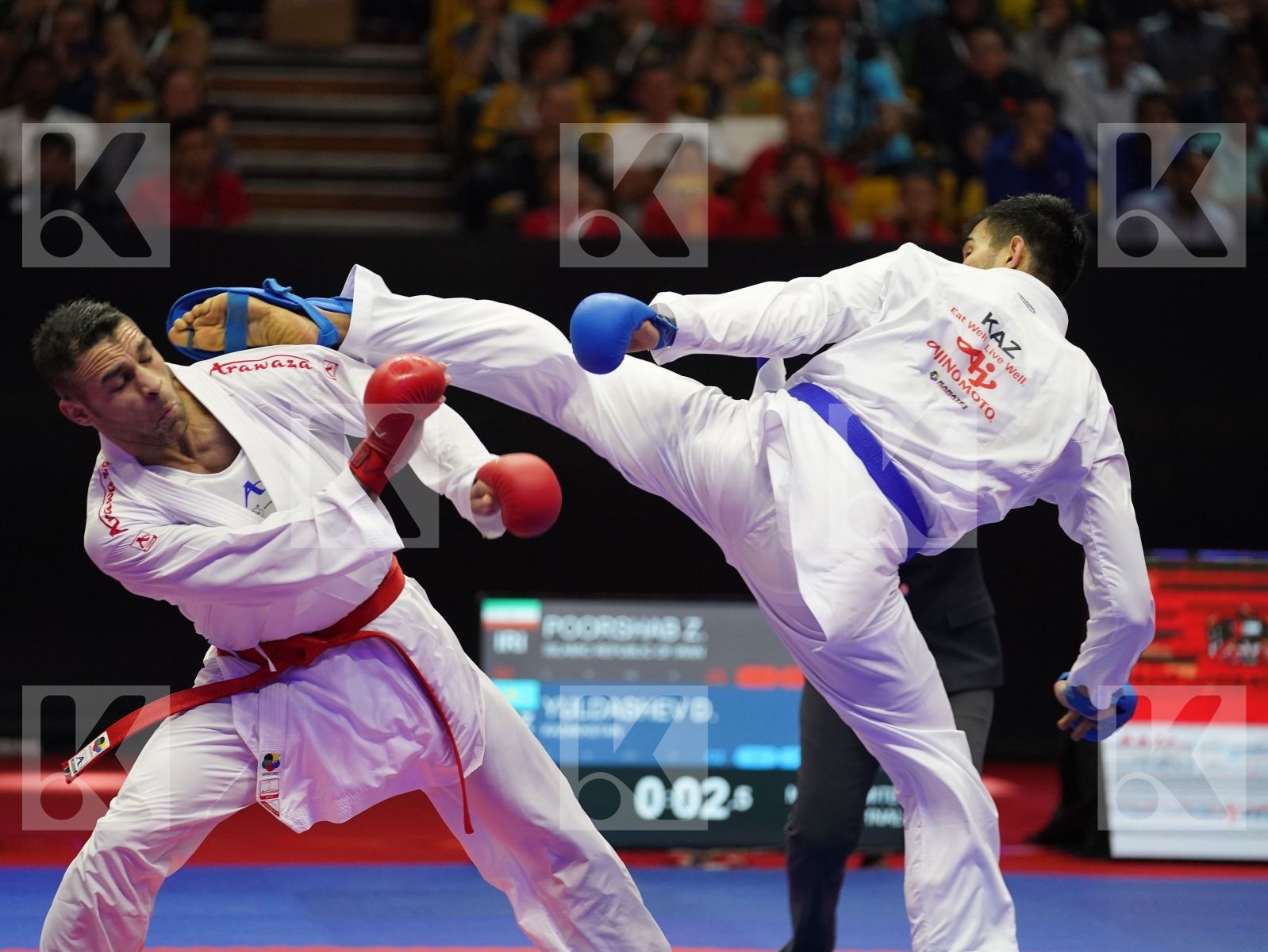 POORSHAB ZABIHOLLAH (Iran) vs YULDASHEV DANIYAR (Kazakhstan) in Senior Kumite -84 Kg - Gold bout