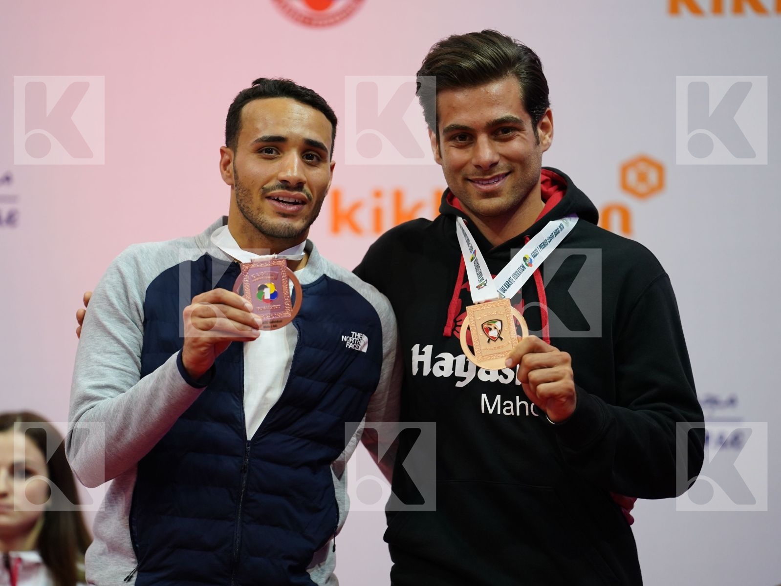 KHODABAKHSHI MAHDI (Iran), ABDESSELEM FAROUK (France) during podium ceremony