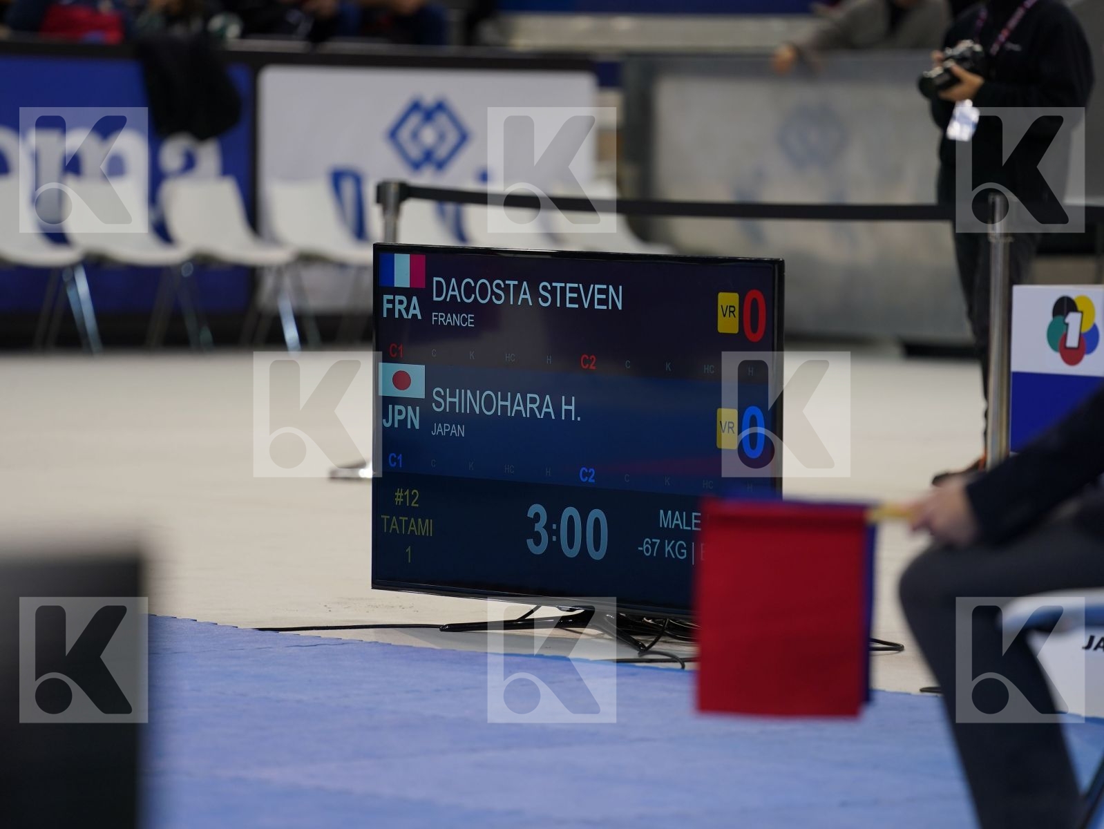 DACOSTA STEVEN (FRANCE) vs SHINOHARA HIROTO (JAPAN) in Senior Kumite -67 Kg - Bronze bout