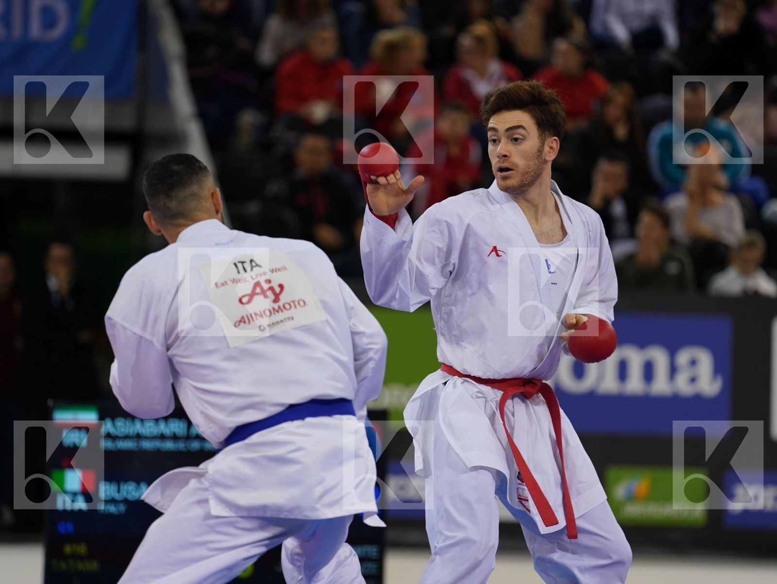 BUSA LUIGI (ITALY) vs ASIABARI ALI ASGHAR (ISLAMIC REPUBLIC OF IRAN) in Senior Kumite -75 Kg - Bronze bout