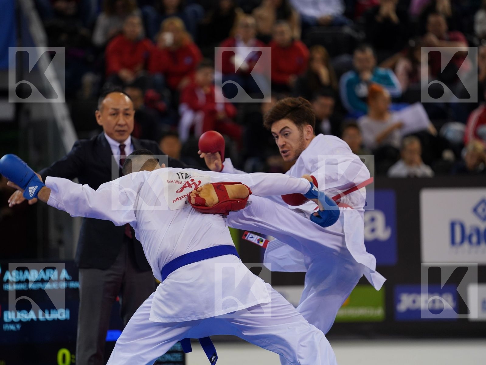 BUSA LUIGI (ITALY) vs ASIABARI ALI ASGHAR (ISLAMIC REPUBLIC OF IRAN) in Senior Kumite -75 Kg - Bronze bout