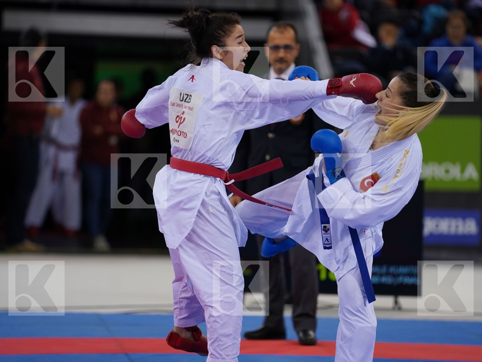 BABAEVA BAKHRINISO (UZBEKISTAN) vs OZCELIK ARAPOGLU SERAP (TURKEY) in Senior Kumite -50 Kg - Gold bout