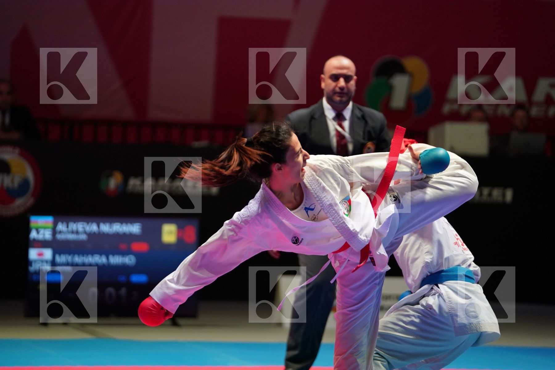 ALIYEVA NURANE (AZERBAIJAN) vs MIYAHARA MIHO (JAPAN) in Senior Kumite -50 Kg - Bronze bout
