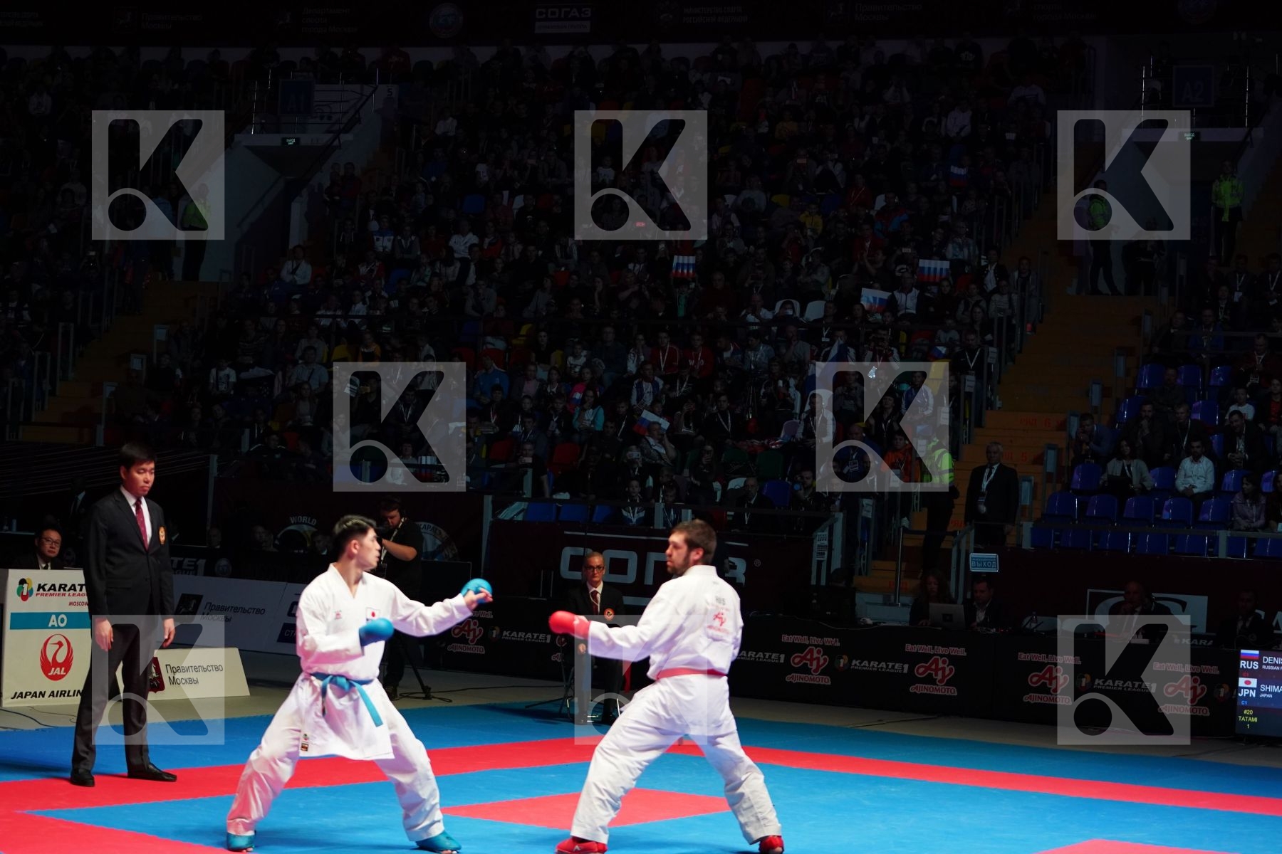 DENISENKO DENIS (RUSSIAN FEDERATION) vs SHIMADA RIKITO (JAPAN) in Senior Kumite -84 Kg - Bronze bout