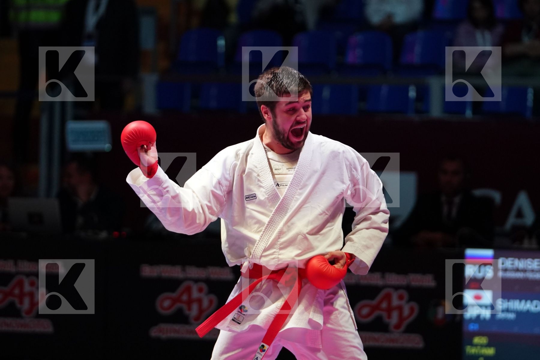 DENISENKO DENIS (RUSSIAN FEDERATION) vs SHIMADA RIKITO (JAPAN) in Senior Kumite -84 Kg - Bronze bout
