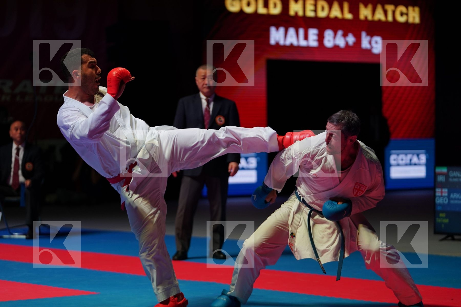 GANJZADEH SAJAD (IRAN) vs ARKANIA GOGITA (GEORGIA) in Senior Kumite 84+ Kg - Gold bout