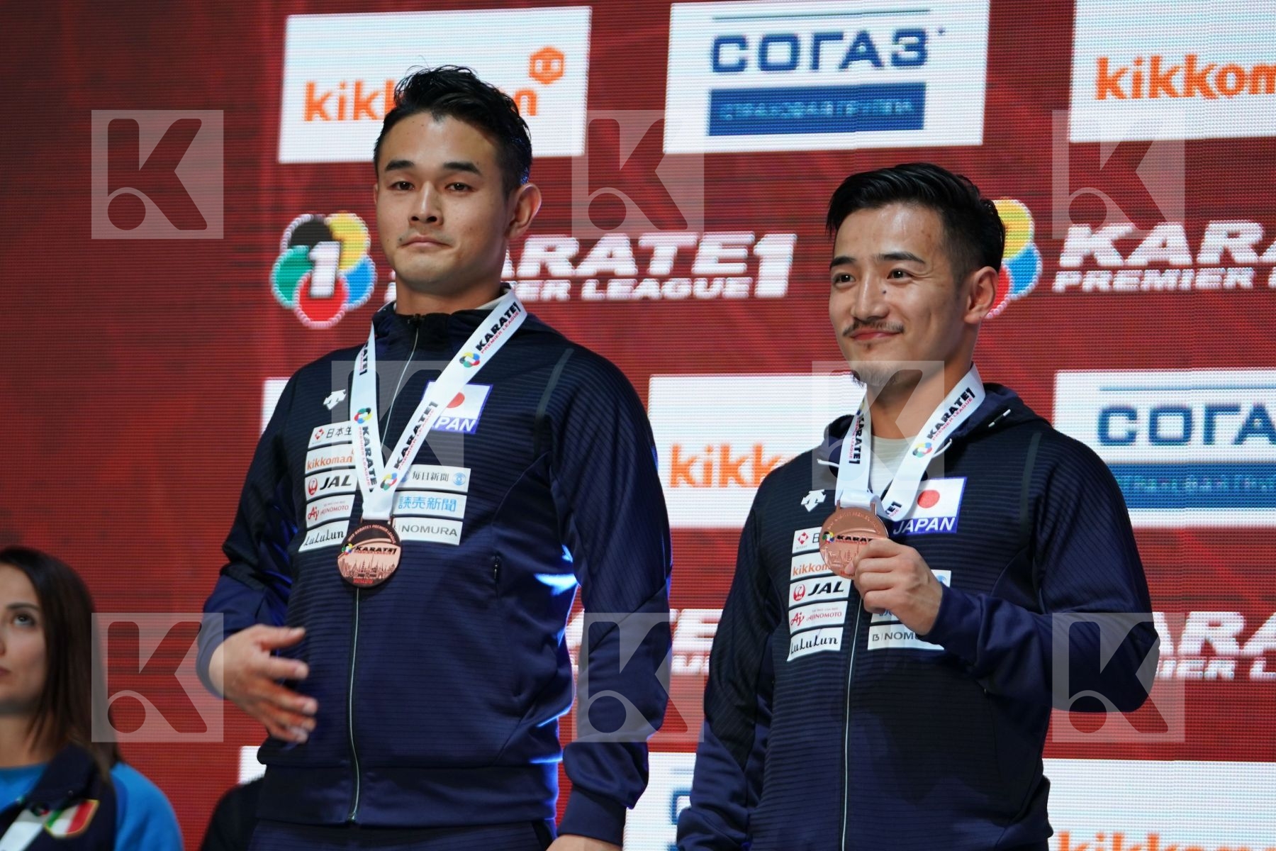 SHIMBABA ISSEI (JAPAN), MOTO KAZUMASA (JAPAN) during podium ceremony