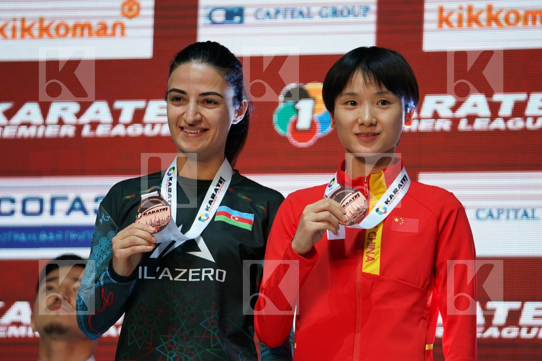 ALIYEVA NURANE (AZERBAIJAN), LI RANRAN (CHINA) during podium ceremony
