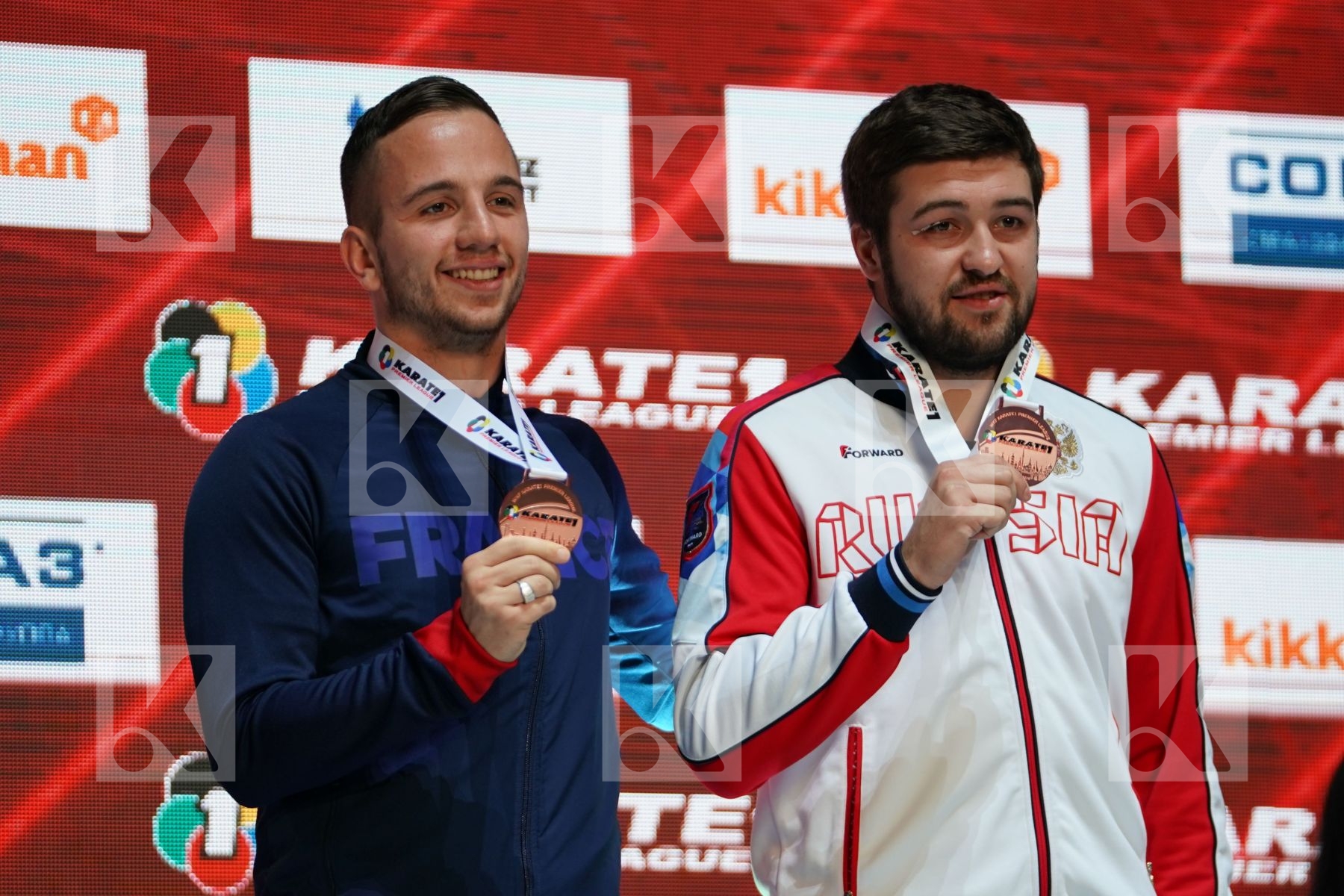 DA COSTA JESSIE (FRANCE), DENISENKO DENIS (RUSSIAN FEDERATION) during podium ceremony