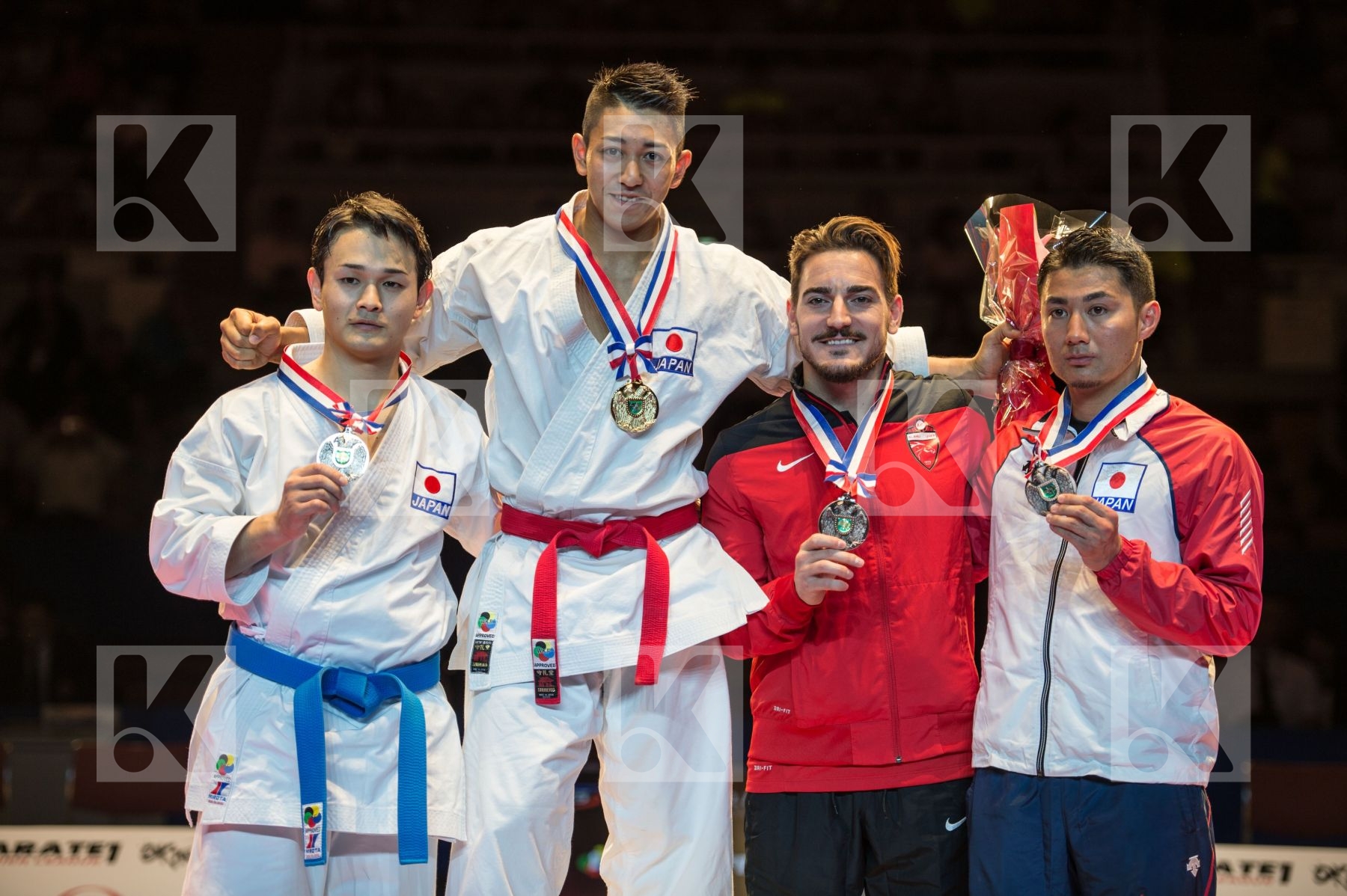 Japan kata Kinjo Arata Kiyuna Ryo male podiums Quintero Damian S