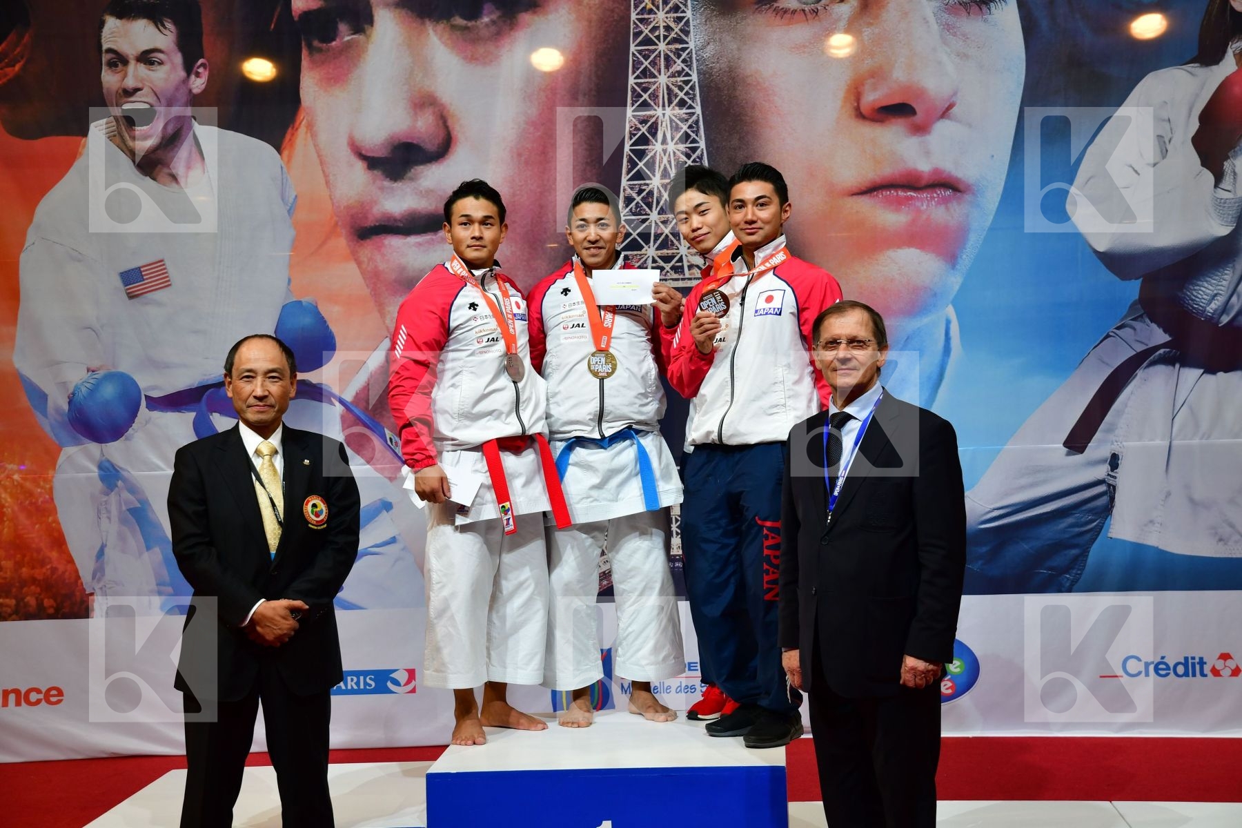 Horiba Yuhei Japan Kinjo Arata Kiyuna Ryo Male kata podium Shimb