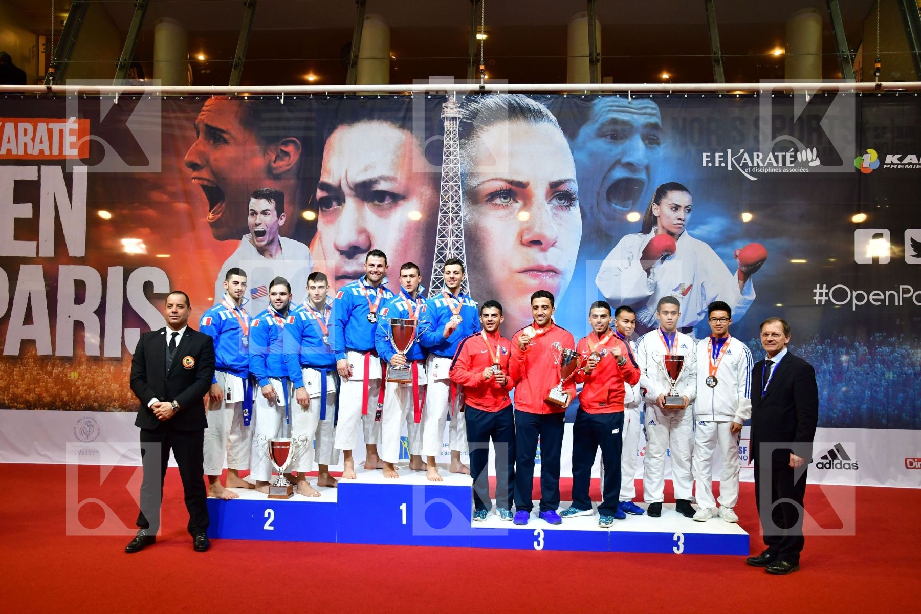 France Italy Male Team Kata podium