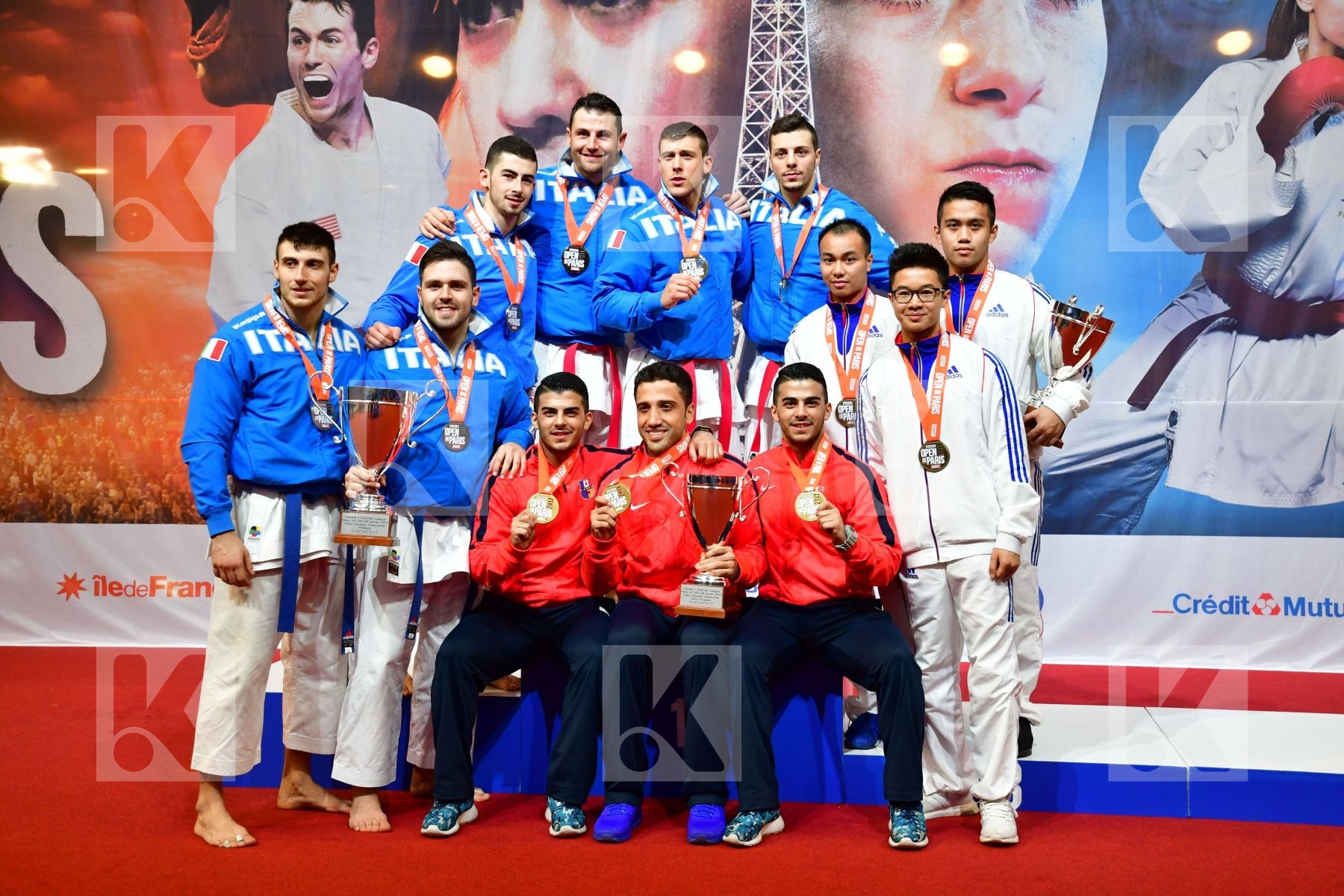 France Italy Male Team Kata podium