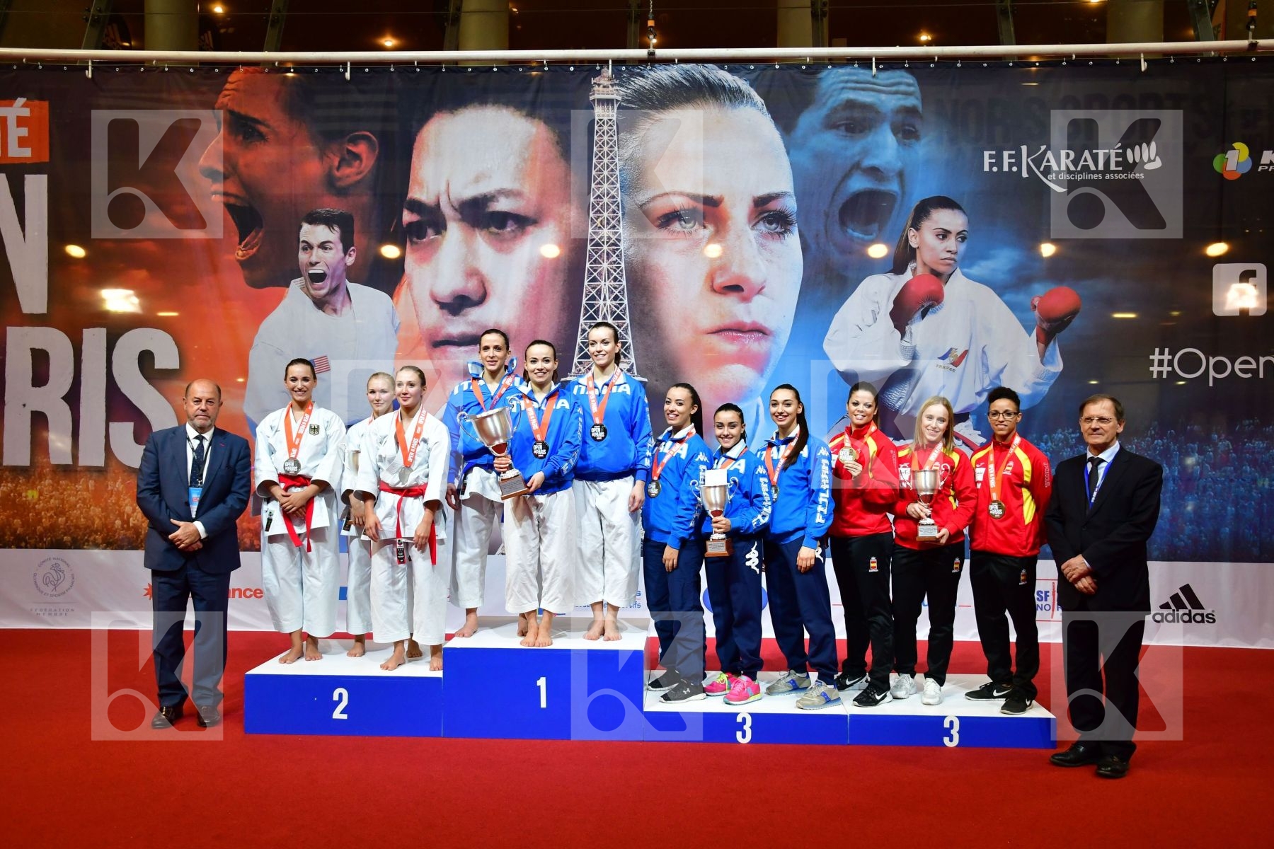 Female Team Kata Germany Italy podium Spain
