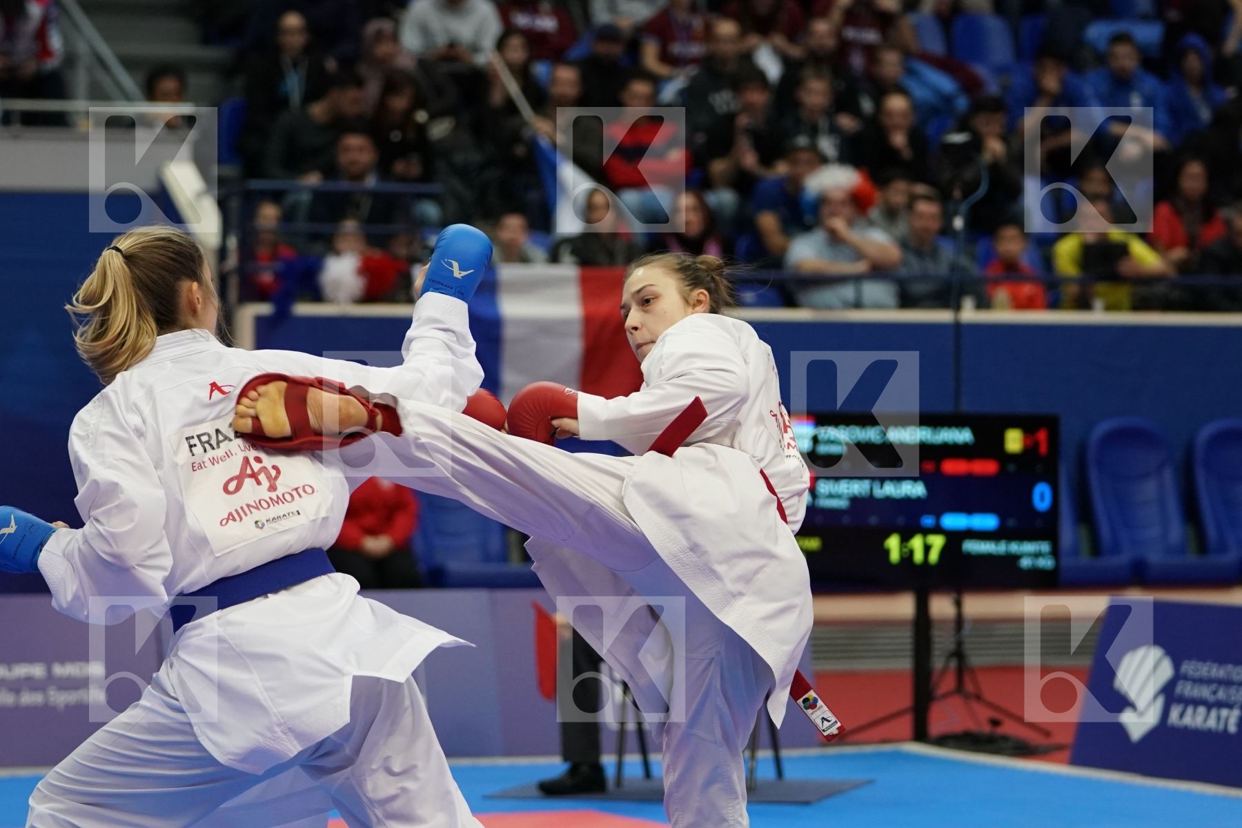 VASOVIC ANDRIJANA (SERBIA) vs SIVERT LAURA (FRANCE) in Senior Kumite Ð 61 Kg - Bronze bout