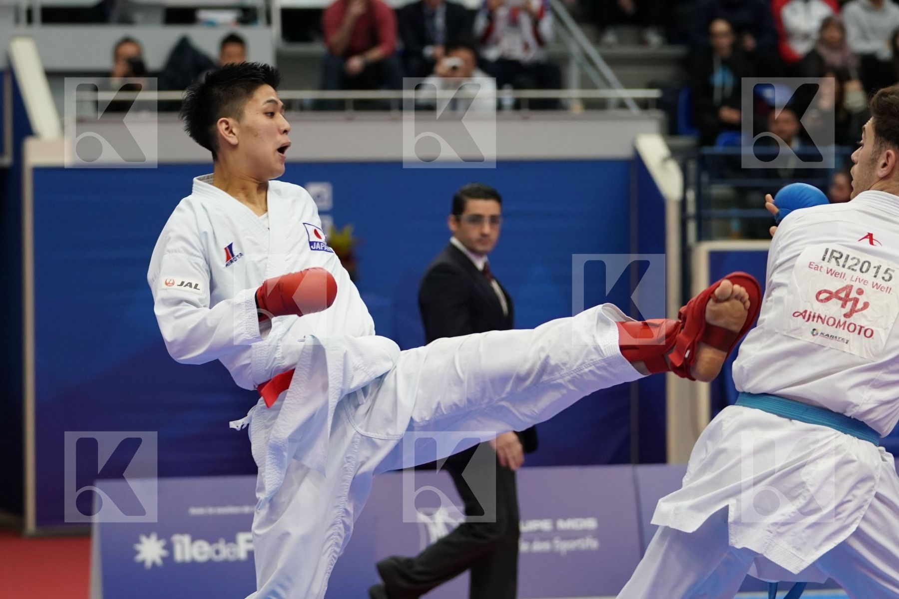 SAKIYAMA YUSEI (JAPAN) vs ASIABARI ALI ASGHAR (ISLAMIC REPUBLIC OF IRAN) in Senior Kumite Ð 75 Kg - Bronze bout