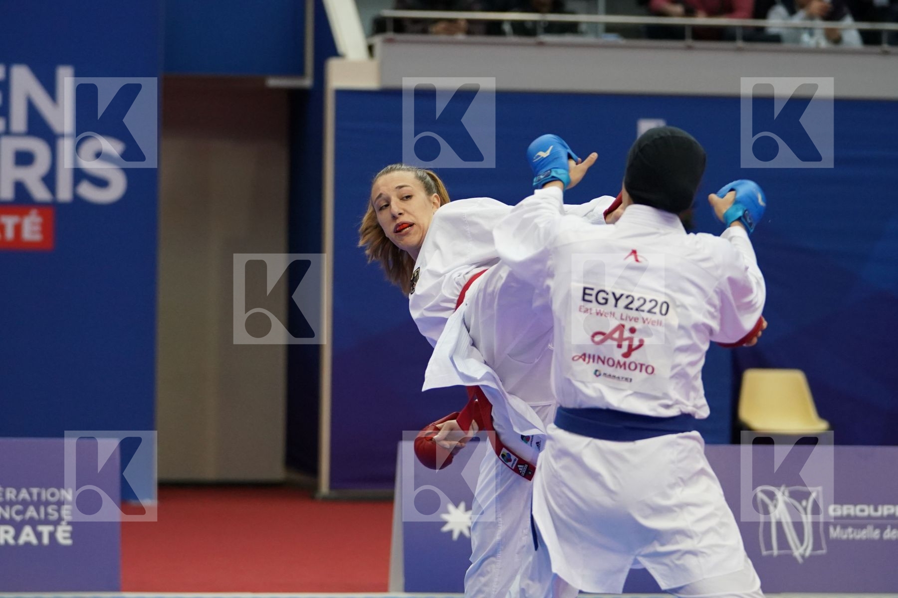 KNEER JOHANNA (GERMANY) vs ABDELAZIZ FERYAL (EGYPT) in Senior Kumite Ð 68 Kg - Bronze bout