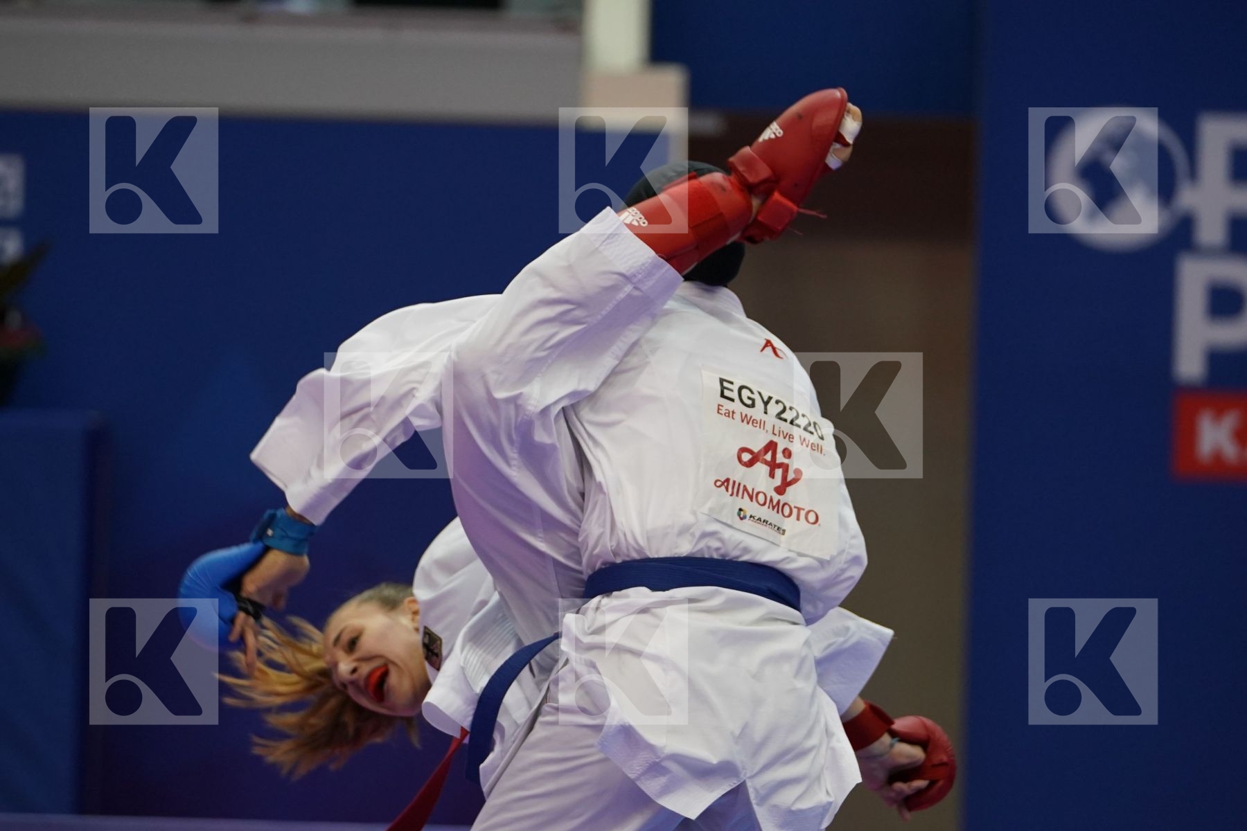 KNEER JOHANNA (GERMANY) vs ABDELAZIZ FERYAL (EGYPT) in Senior Kumite Ð 68 Kg - Bronze bout