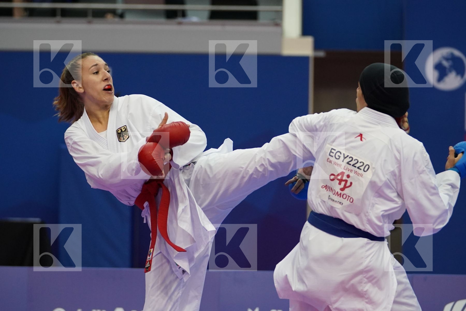 KNEER JOHANNA (GERMANY) vs ABDELAZIZ FERYAL (EGYPT) in Senior Kumite Ð 68 Kg - Bronze bout