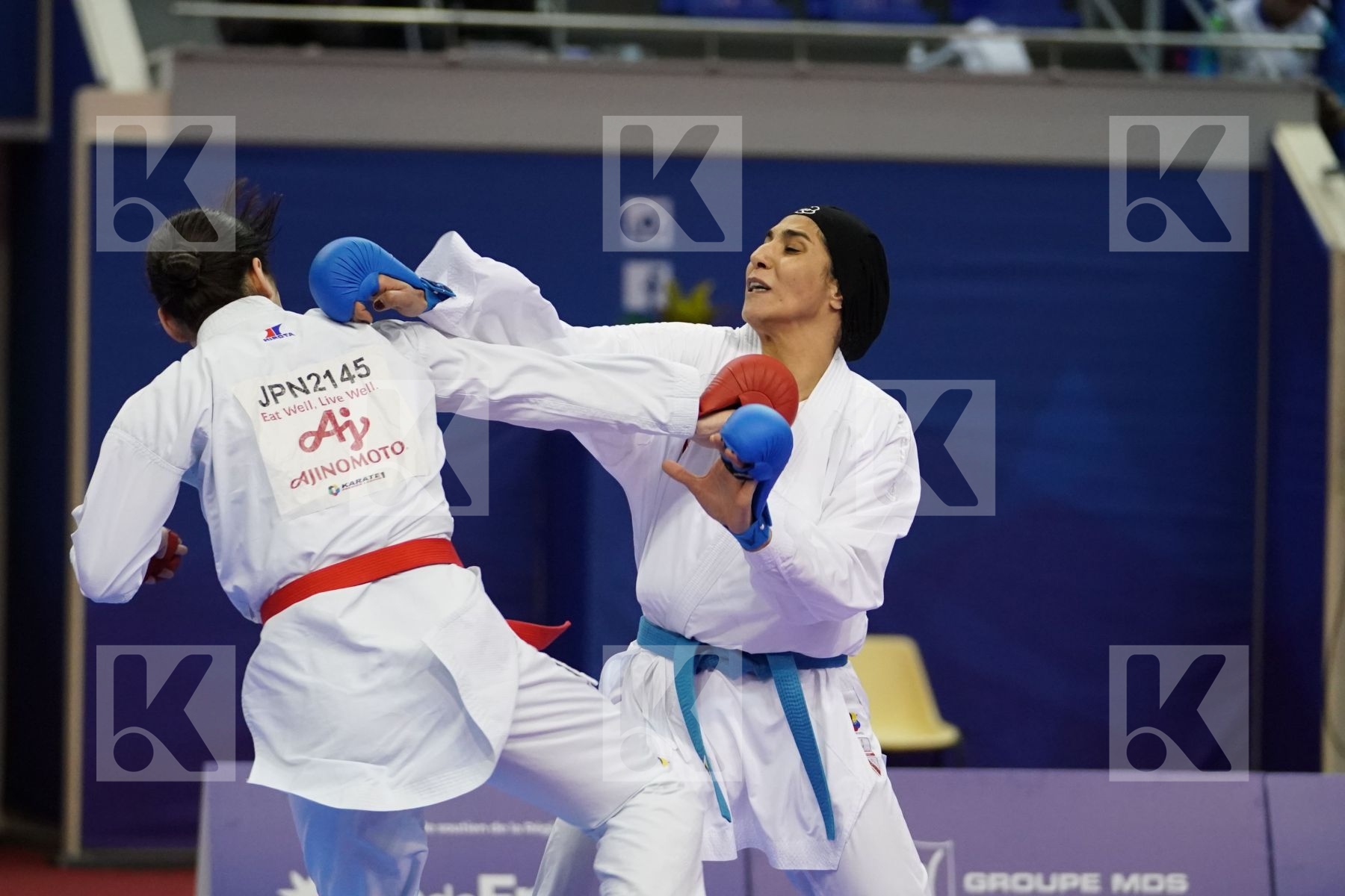 SAITO AYAKA (JAPAN) vs ABBASLI HAMIDEH (ISLAMIC REPUBLIC OF IRAN) in Senior Kumite 68+ Kg - Bronze bout