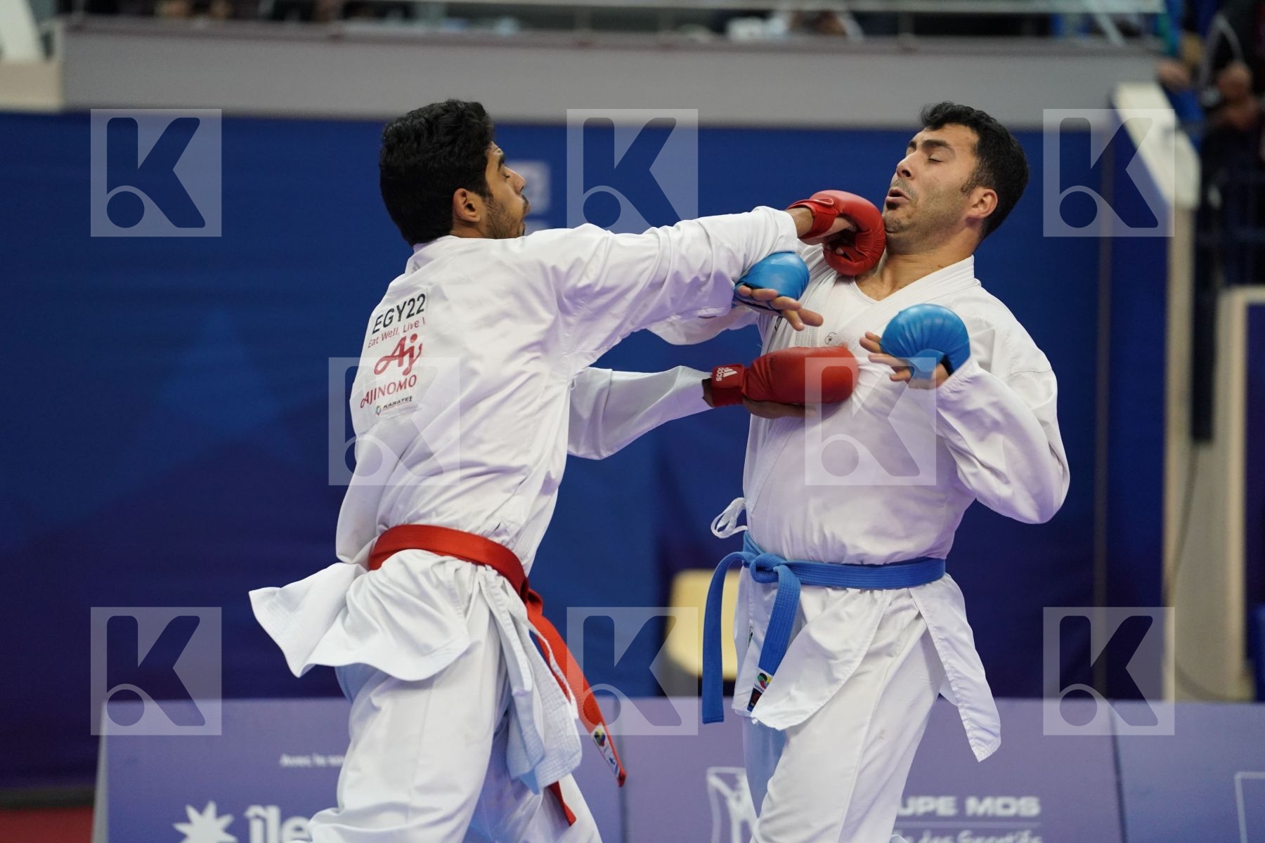 MAHMOUD TAHA TAREK (EGYPT) vs GANJZADEH SAJAD (ISLAMIC REPUBLIC OF IRAN) in Senior Kumite 84+ Kg - Bronze bout
