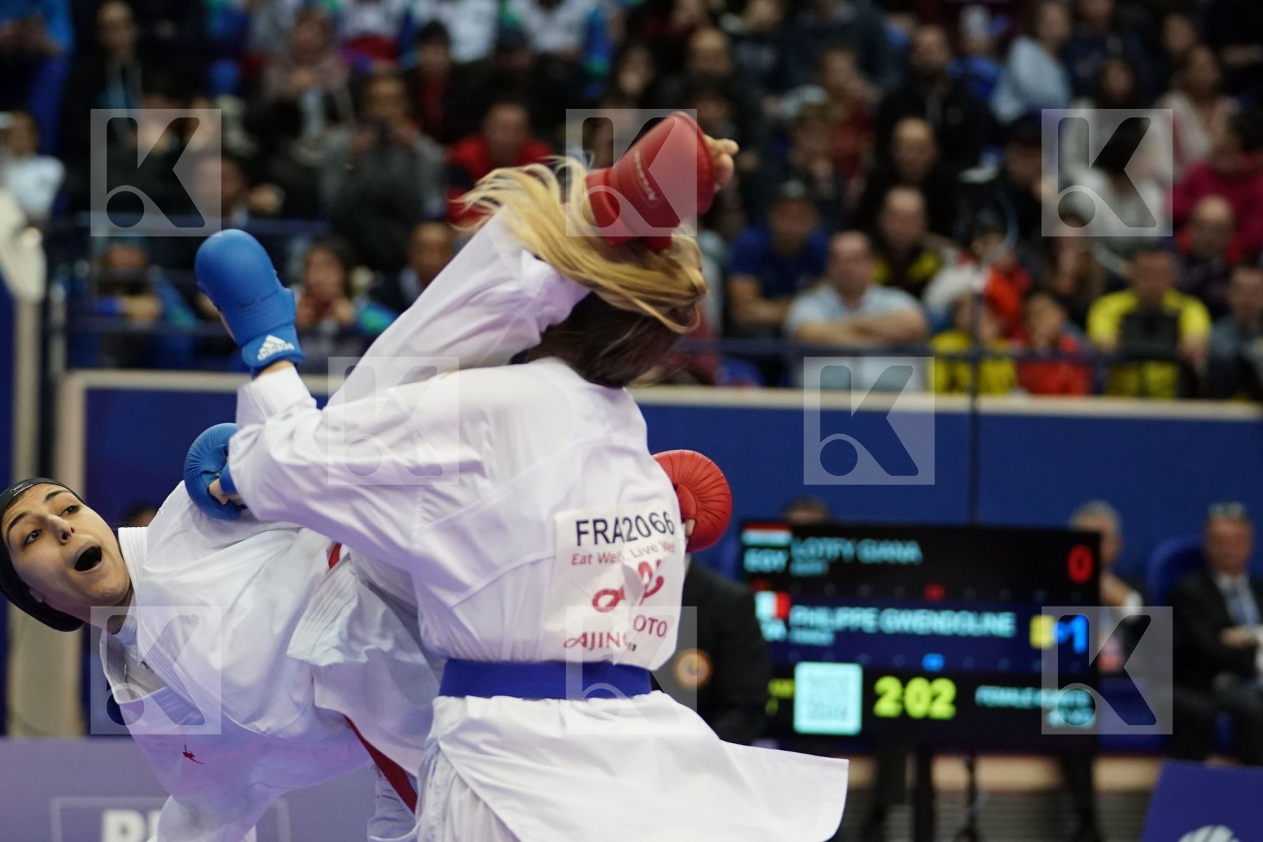 LOTFY GIANA (EGYPT) vs PHILIPPE GWENDOLINE (FRANCE) in Senior Kumite Ð 61 Kg - Gold bout