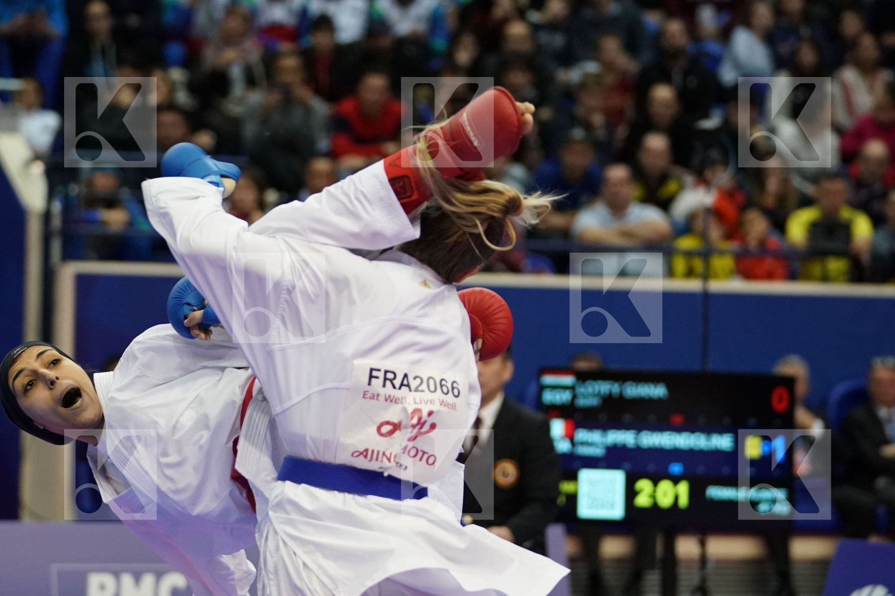LOTFY GIANA (EGYPT) vs PHILIPPE GWENDOLINE (FRANCE) in Senior Kumite Ð 61 Kg - Gold bout