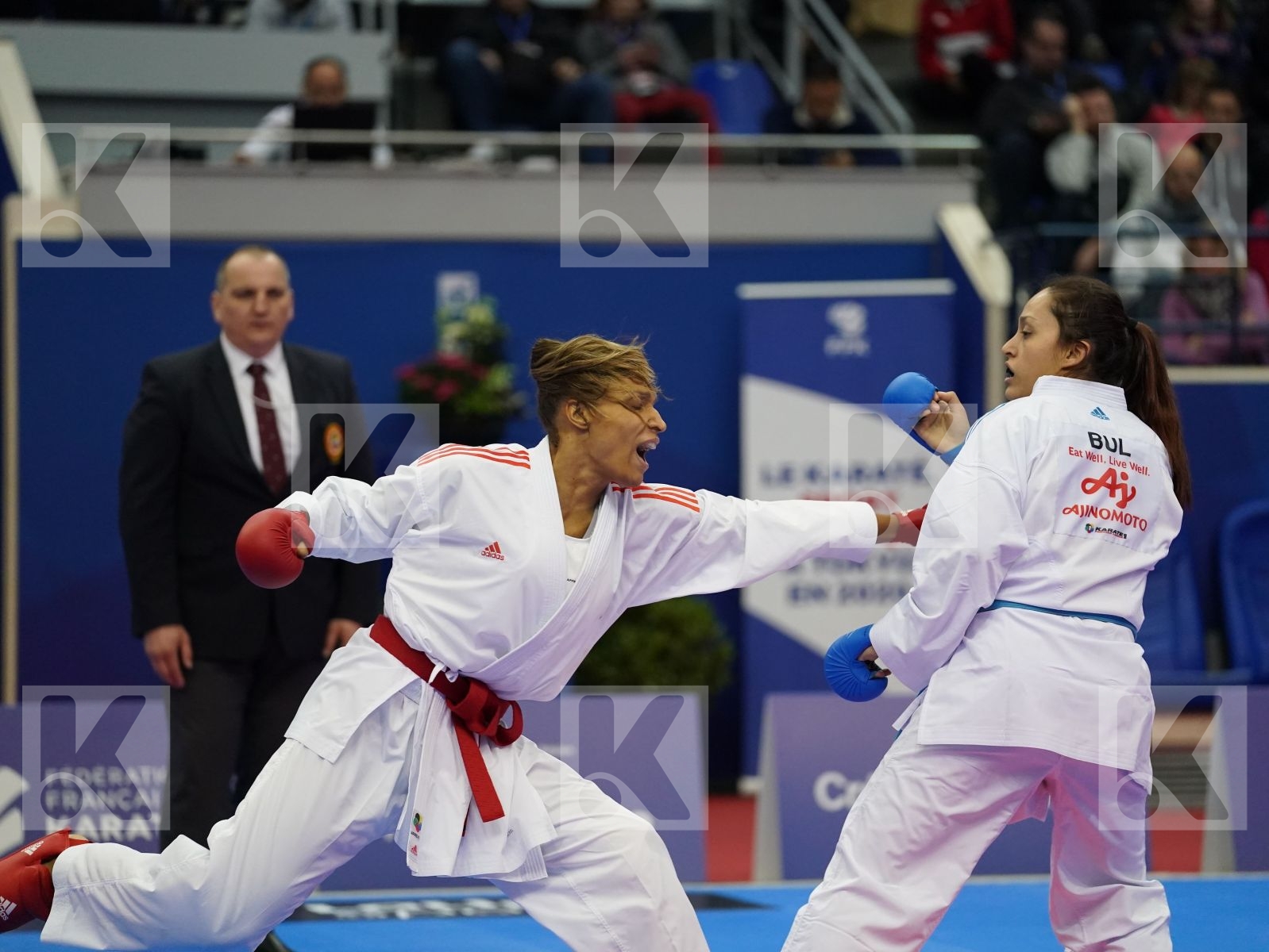 FLORENTIN ANNE LAURE (FRANCE) vs STUBLEVA ALEKSANDRA (BULGARIA) in Senior Kumite 68+ Kg - Bronze bout