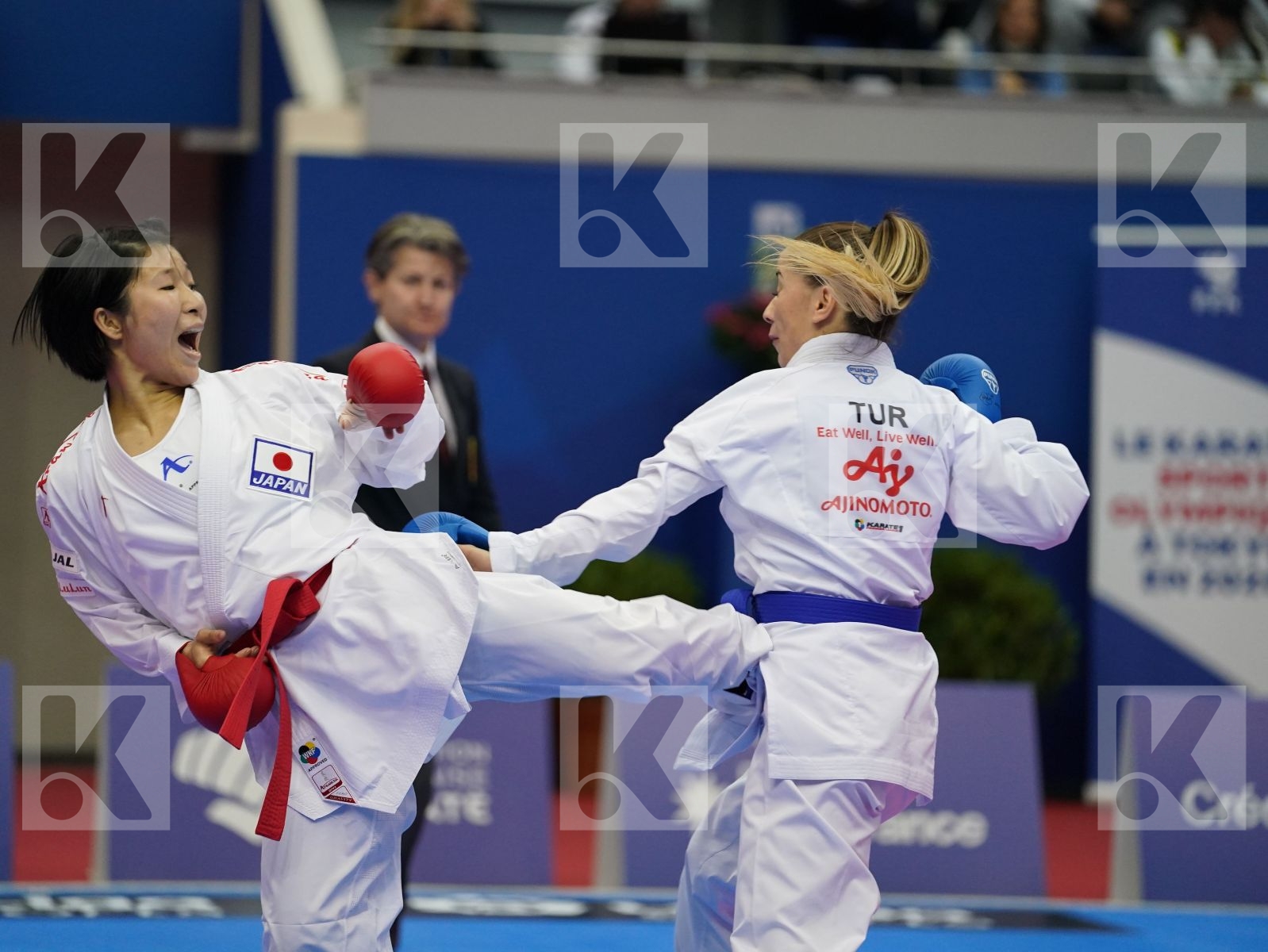 MIYAHARA MIHO (JAPAN) vs OZCELIK ARAPOGLU SERAP (TURKEY) in Senior Kumite -50 Kg - Gold bout