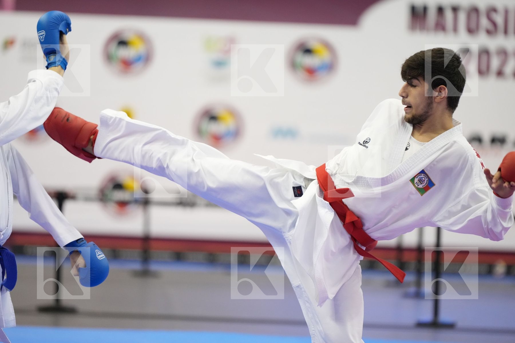 Kumite final bout featuring AGHAYEV FARID & DE VIVO DANIELE