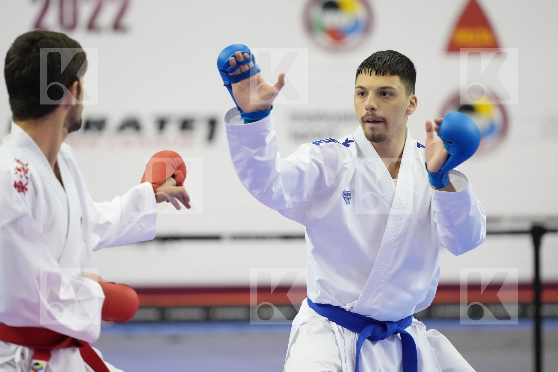 Kumite final bout featuring AGHAYEV FARID & DE VIVO DANIELE