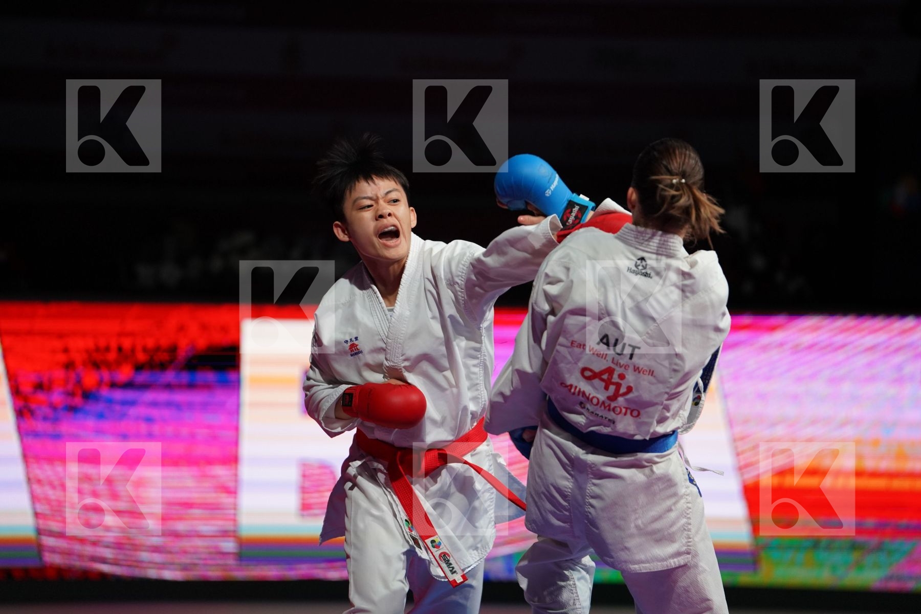 KU TSUI-PING (CHINESE TAIPEI) vs PLANK BETTINA (AUSTRIA) in Senior Kumite -50 Kg - Bronze bout