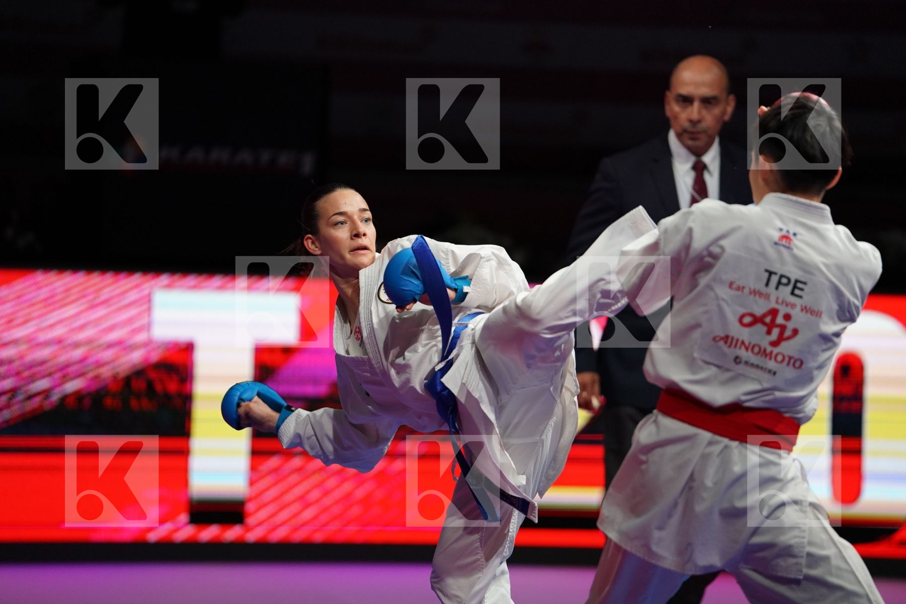 KU TSUI-PING (CHINESE TAIPEI) vs PLANK BETTINA (AUSTRIA) in Senior Kumite -50 Kg - Bronze bout