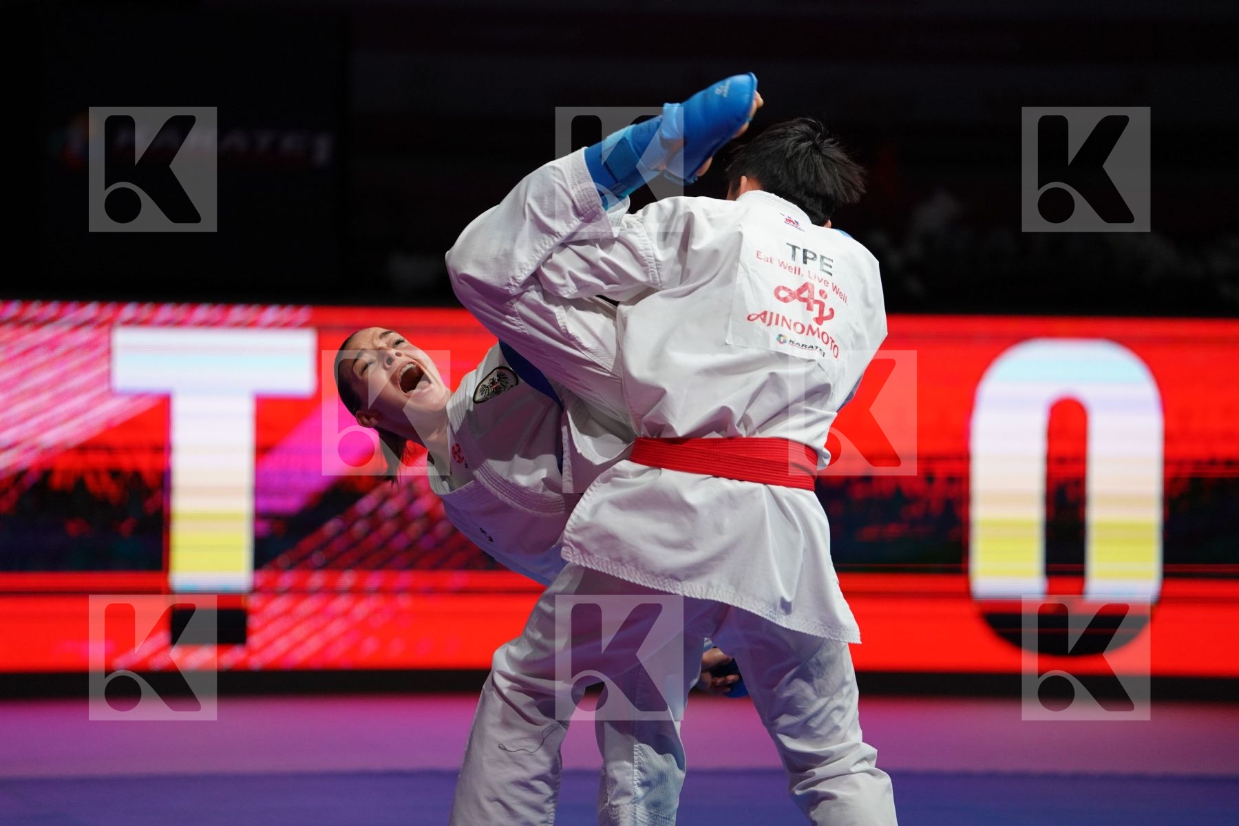 KU TSUI-PING (CHINESE TAIPEI) vs PLANK BETTINA (AUSTRIA) in Senior Kumite -50 Kg - Bronze bout