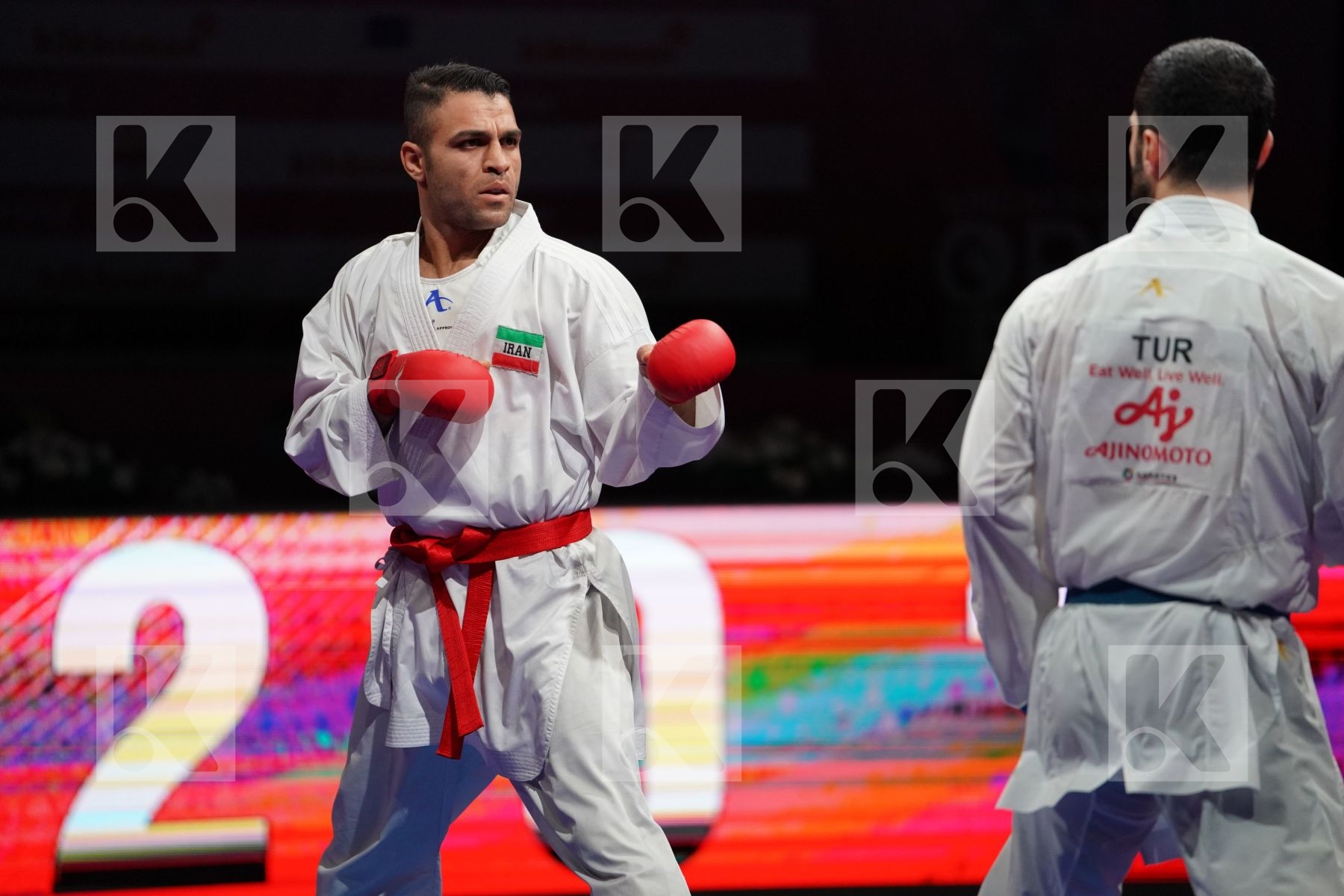 POORSHAB ZABIOLLAH (IRAN) VS AKTAS UGUR (TURKEY) in Senior Kumite -84 Kg - Bronze bout