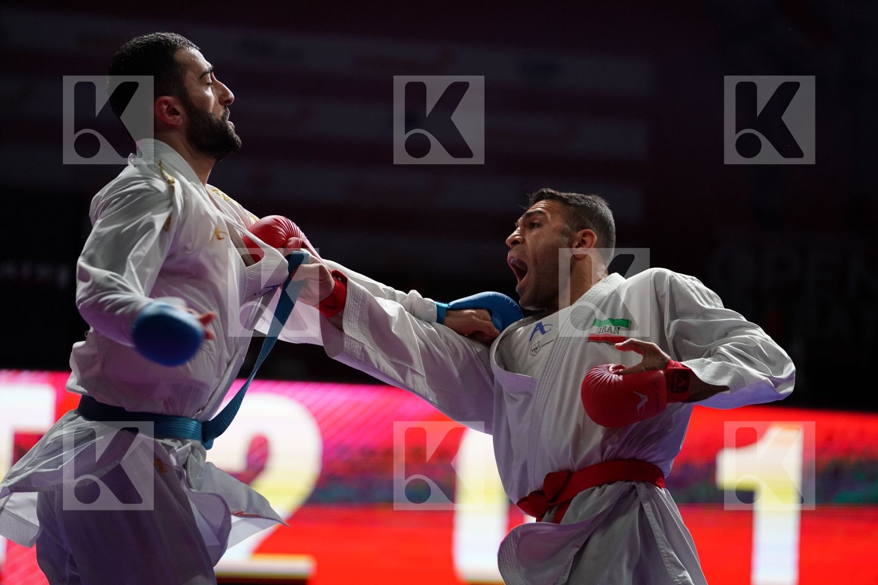 POORSHAB ZABIOLLAH (IRAN) VS AKTAS UGUR (TURKEY) in Senior Kumite -84 Kg - Bronze bout