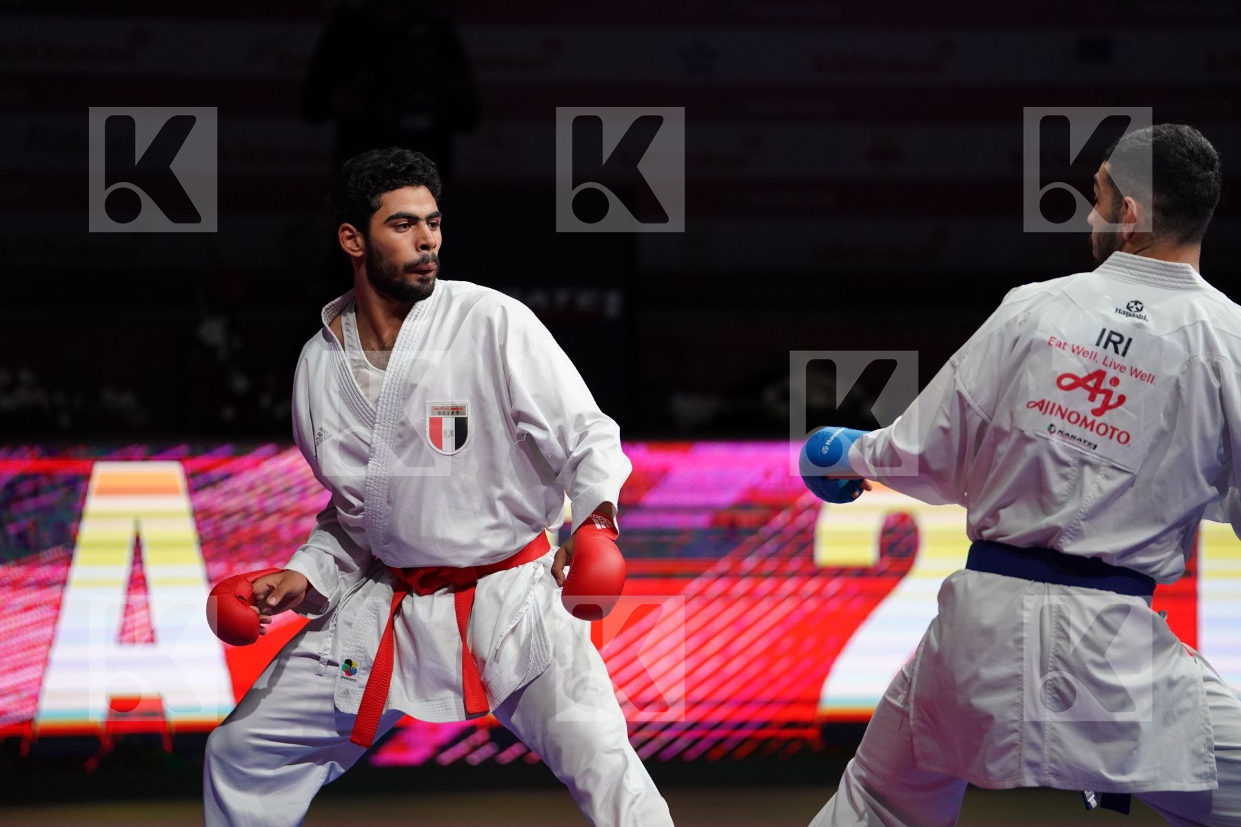 MAHMOUD TAHA TAREK (EGYPT) VS ABAZARI SALEH (IRAN) in Senior Kumite 84+ Kg - Bronze bout