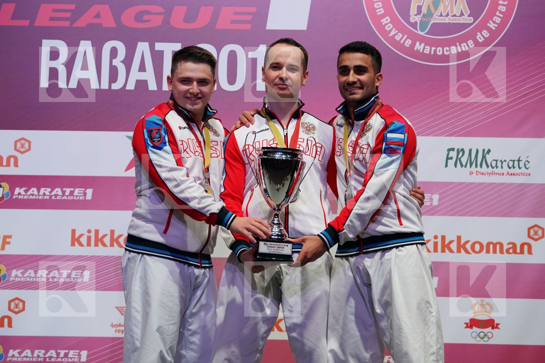 RUSSIA Female team kata during podium ceremony