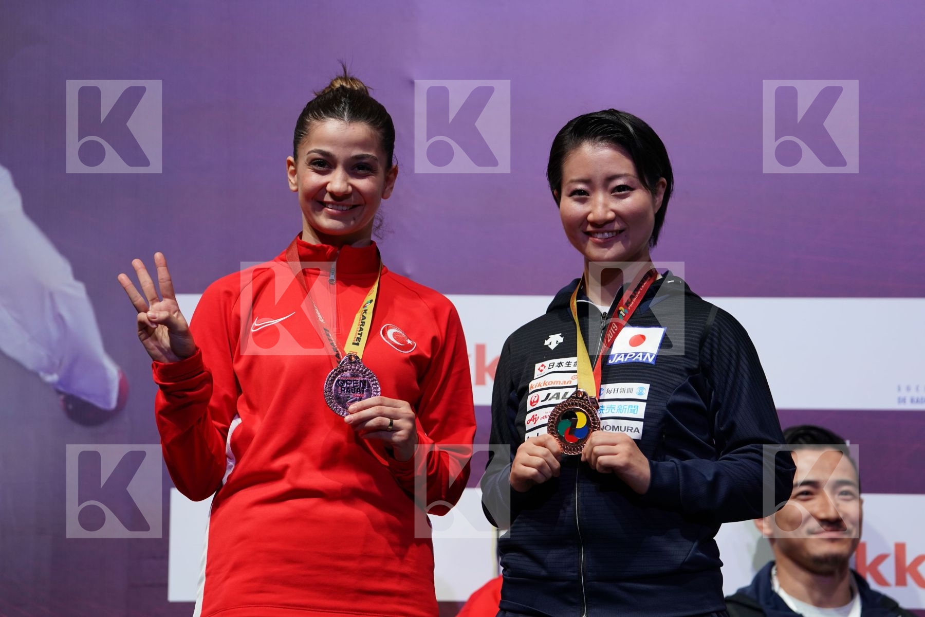 ELTEMUR DILARA (TURKEY), ONO HIKARU (JAPAN) during podium ceremony