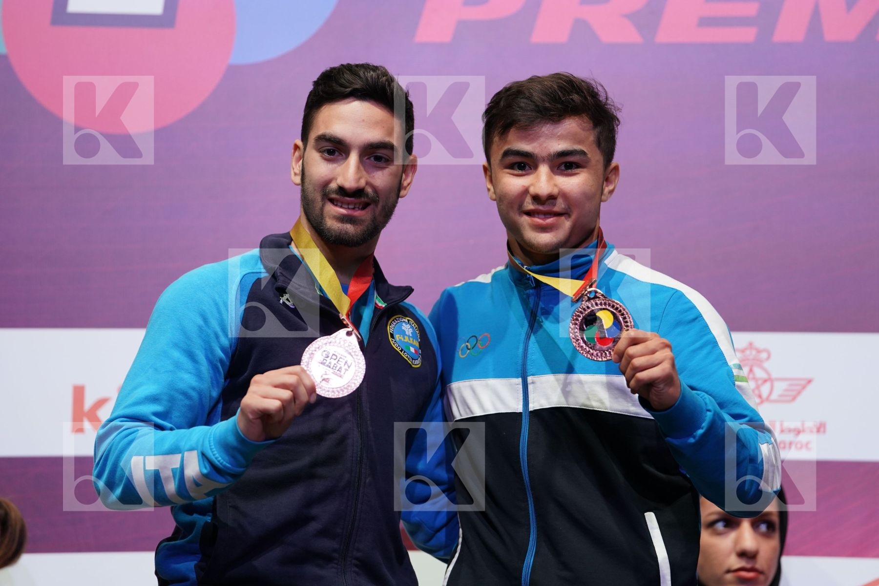 SAYMATOV SADRIDDIN (UZBEKISTAN), CRESCENZO ANGELO (ITALY) during podium ceremony