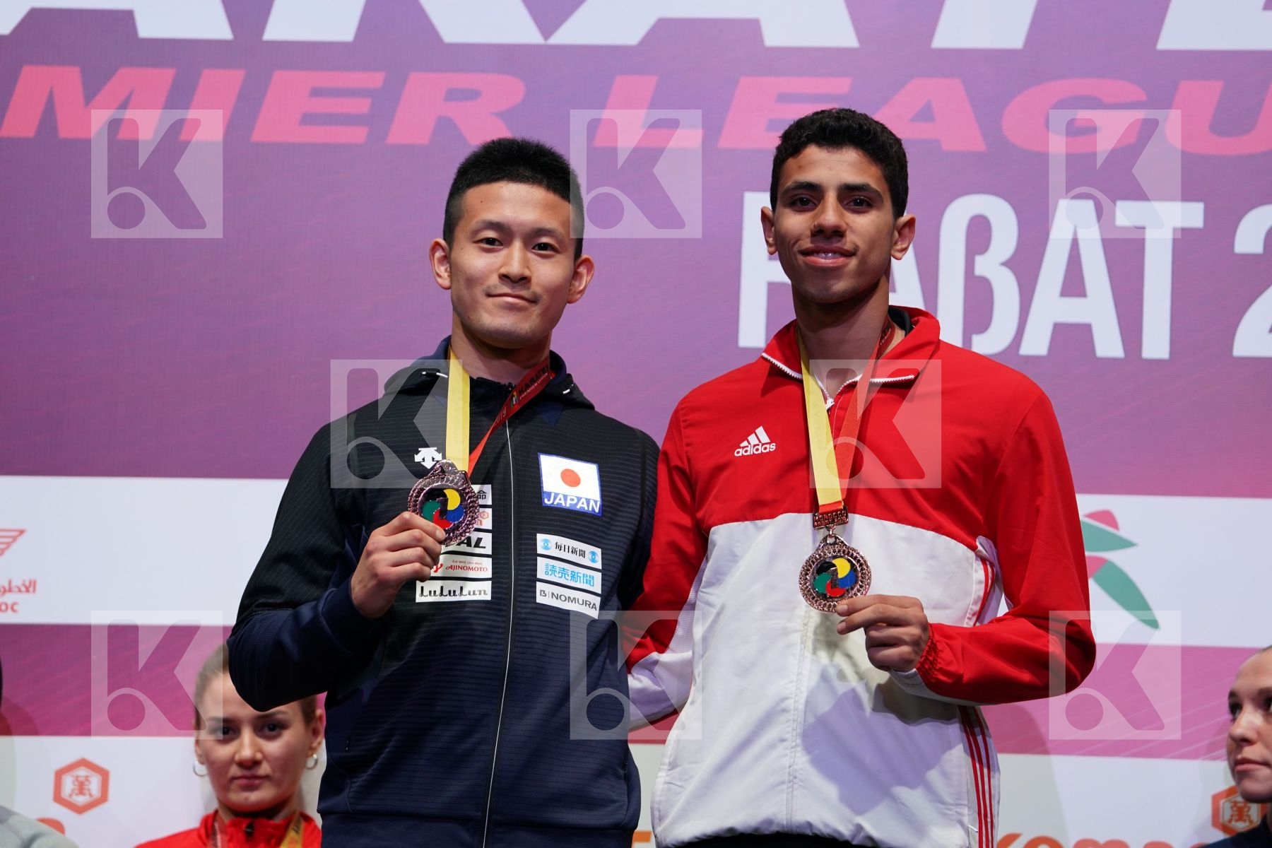 ABDELGAWAD ABDALLA HESHAM (EGYPT), FUNAHASHI MASAMICHI (JAPAN) during podium ceremony
