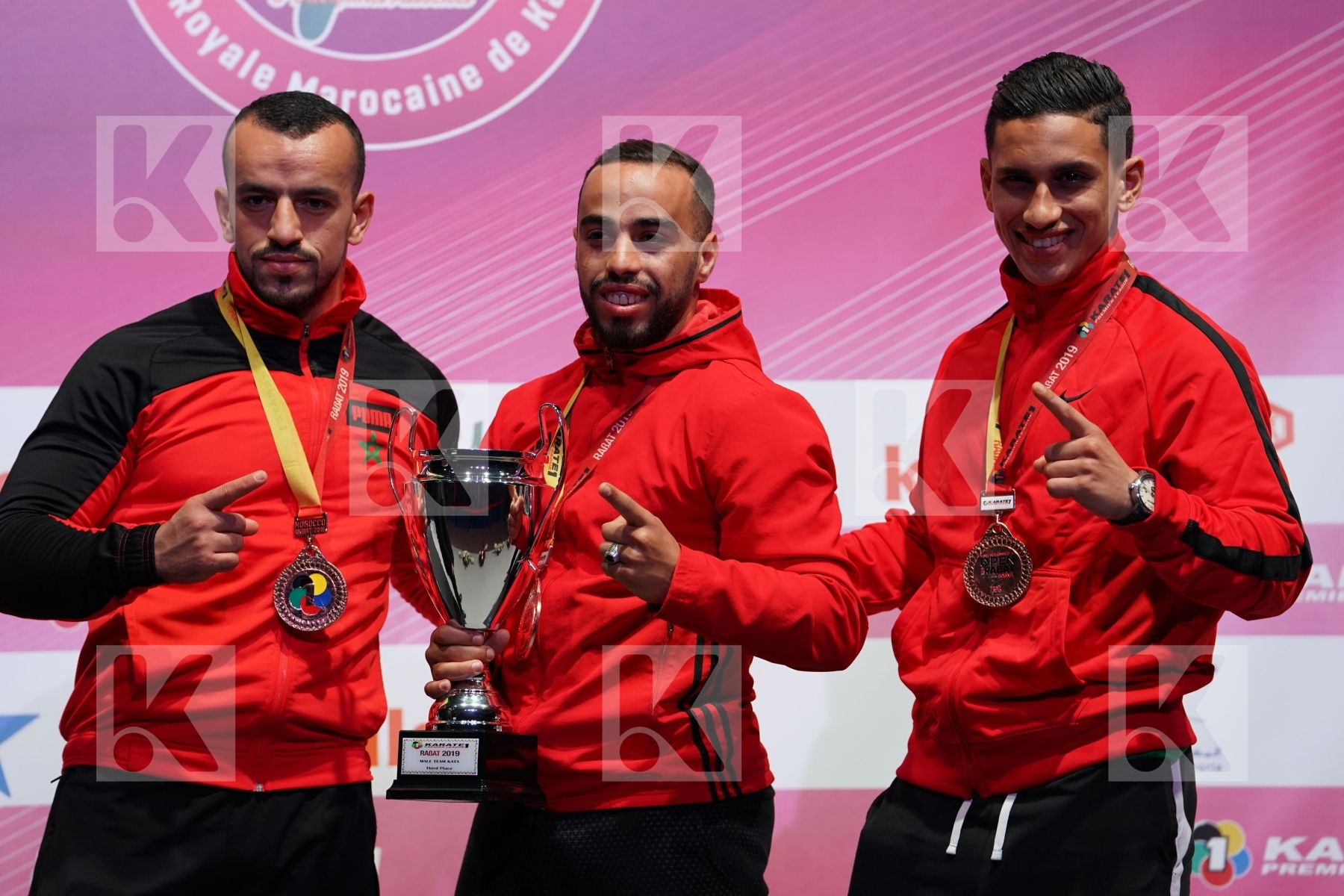 MOROCCO Male team kata during podium ceremony