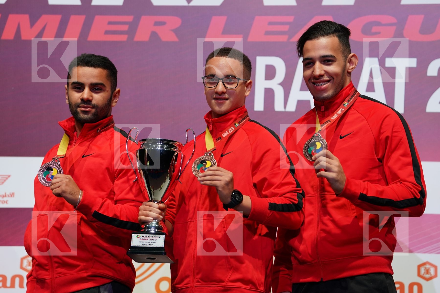 MOROCCO Male team kata during podium ceremony