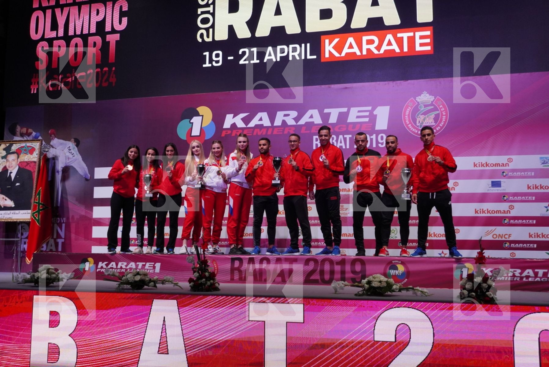 Bronze team kata during podium ceremony