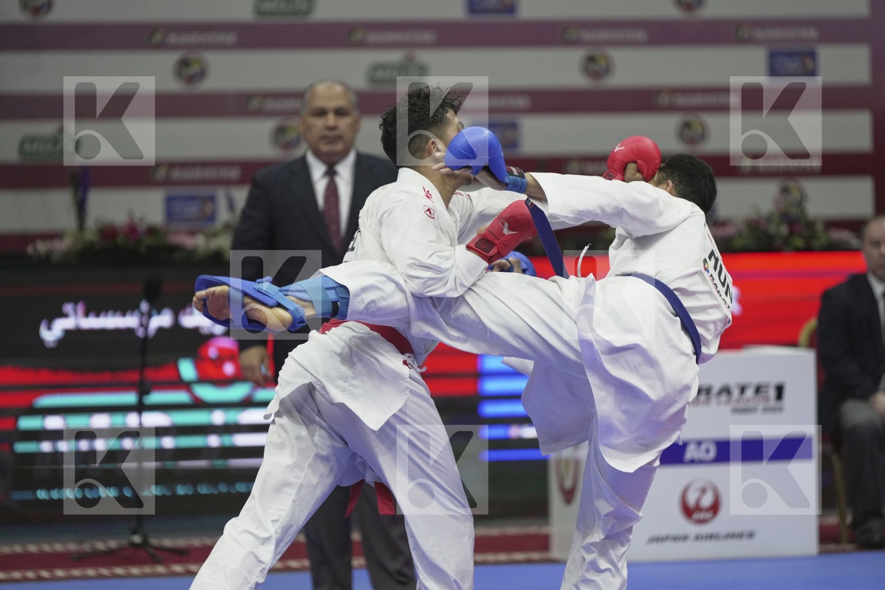 Kumite bronze bout featuring OUALAD HAJ AMAR YOUNESS & TADISSI YVES MARTIAL